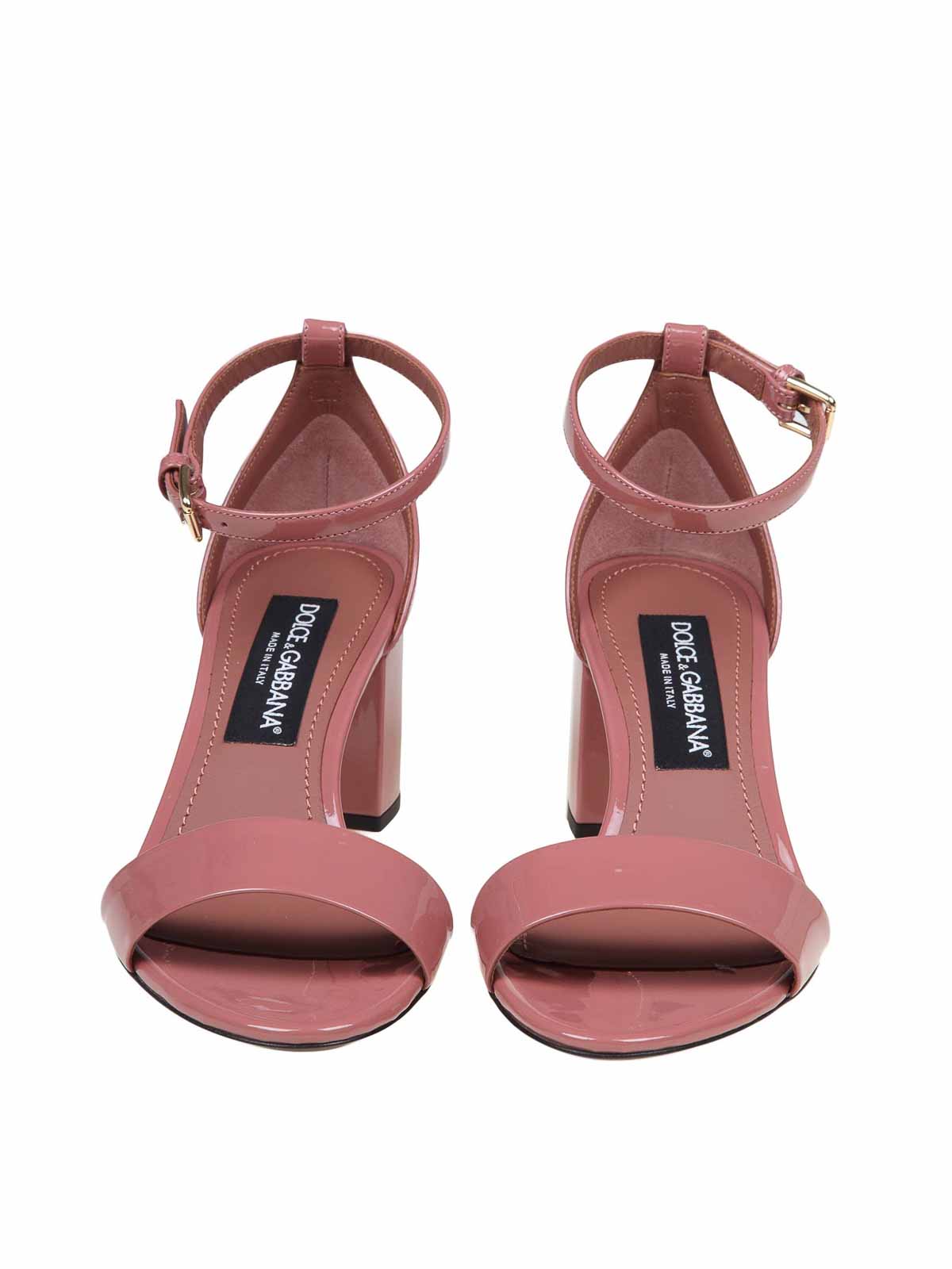 Shop Dolce & Gabbana Pink Patent Leather Sandal In Rosado