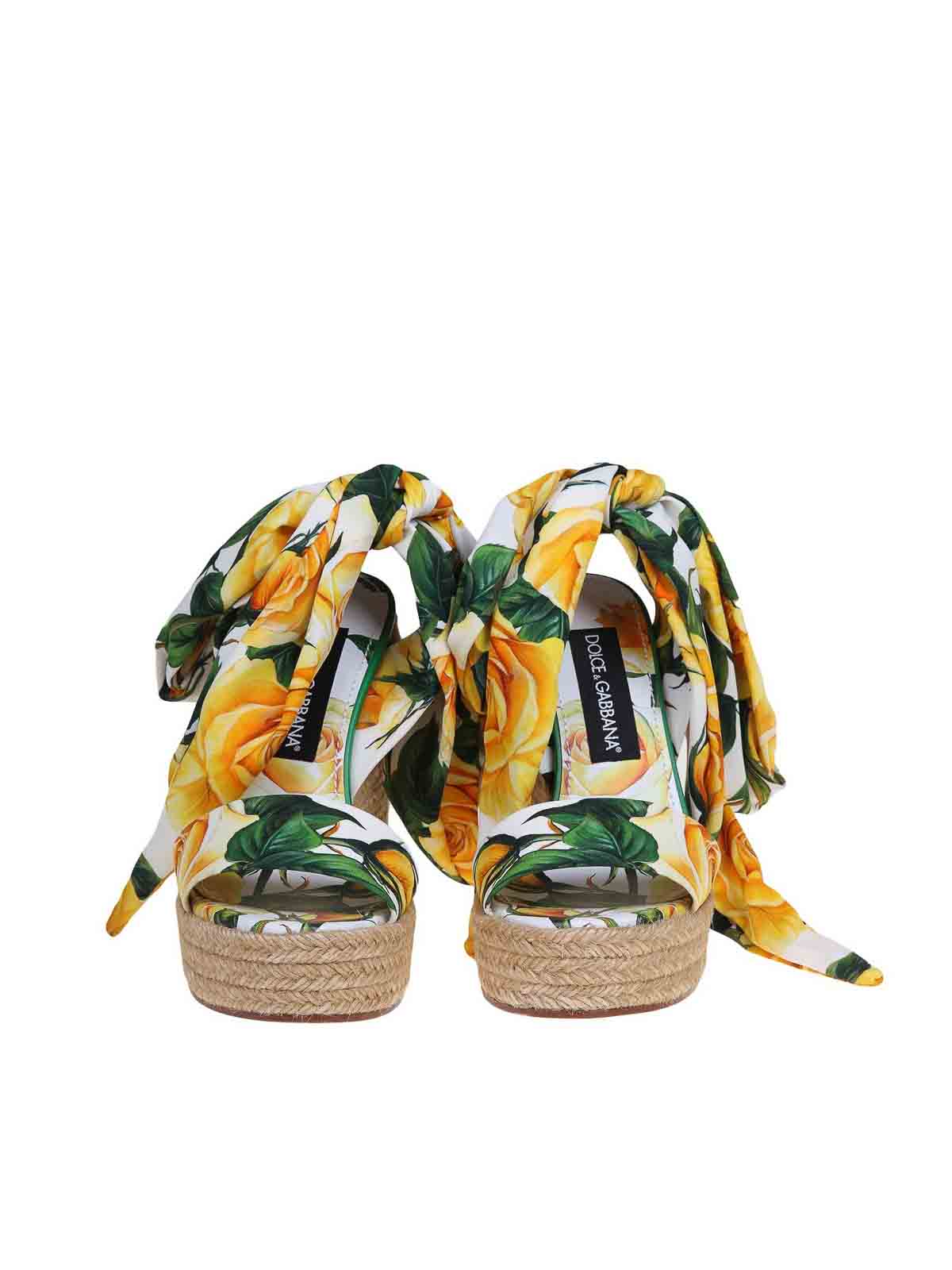 Shop Dolce & Gabbana Lolita Sandal With Yellow Roses Print In Pink