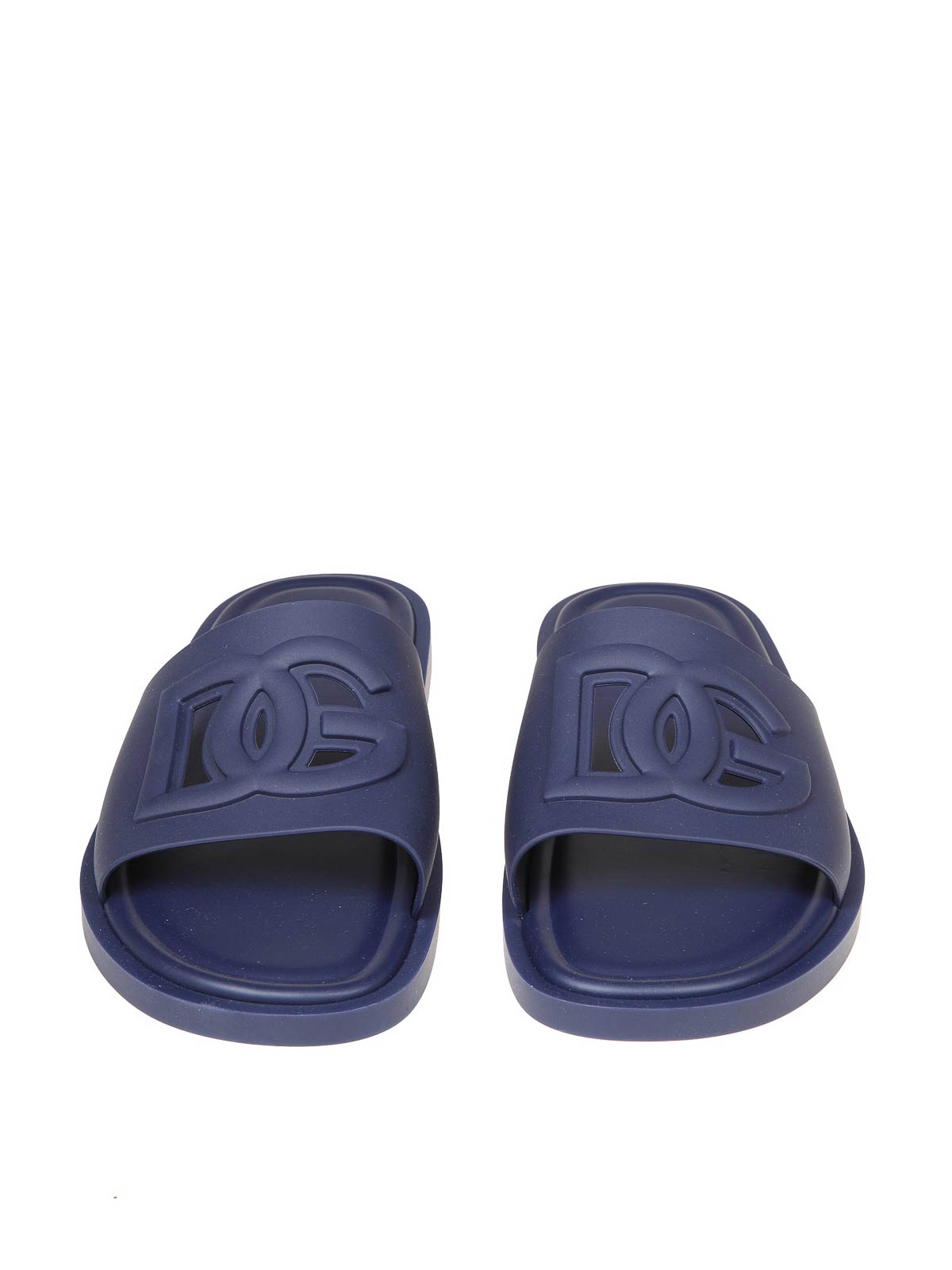 Shop Dolce & Gabbana Rubber Slipper With Blue Logo