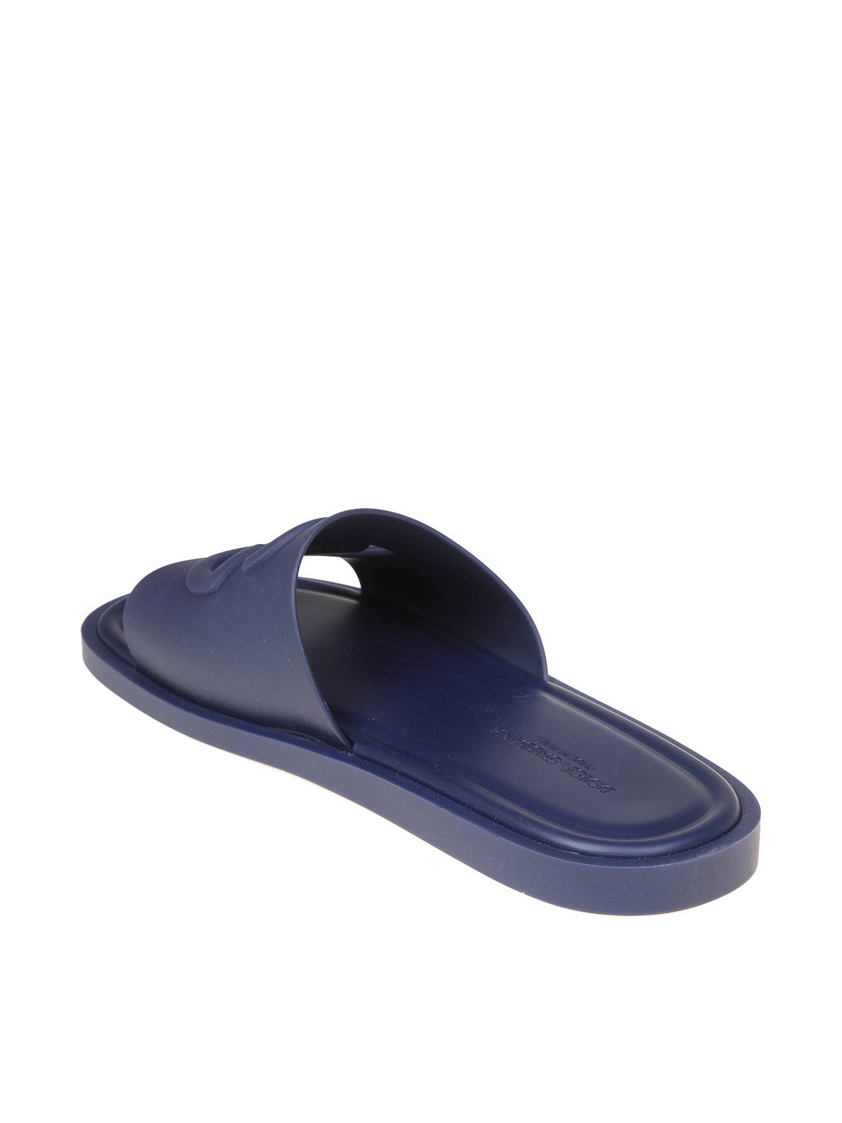 Shop Dolce & Gabbana Rubber Slipper With Blue Logo