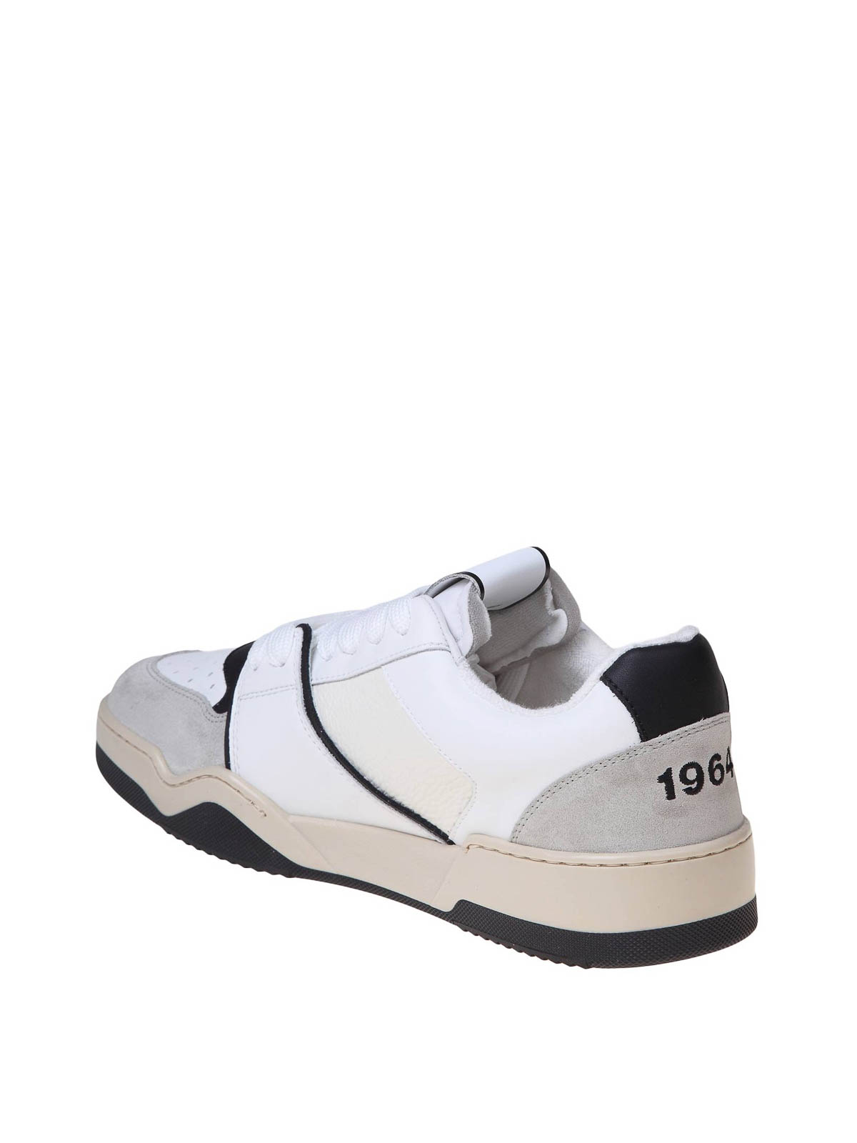 Shop Dsquared2 Black And White Leather And Suede Sneakers In Blanco