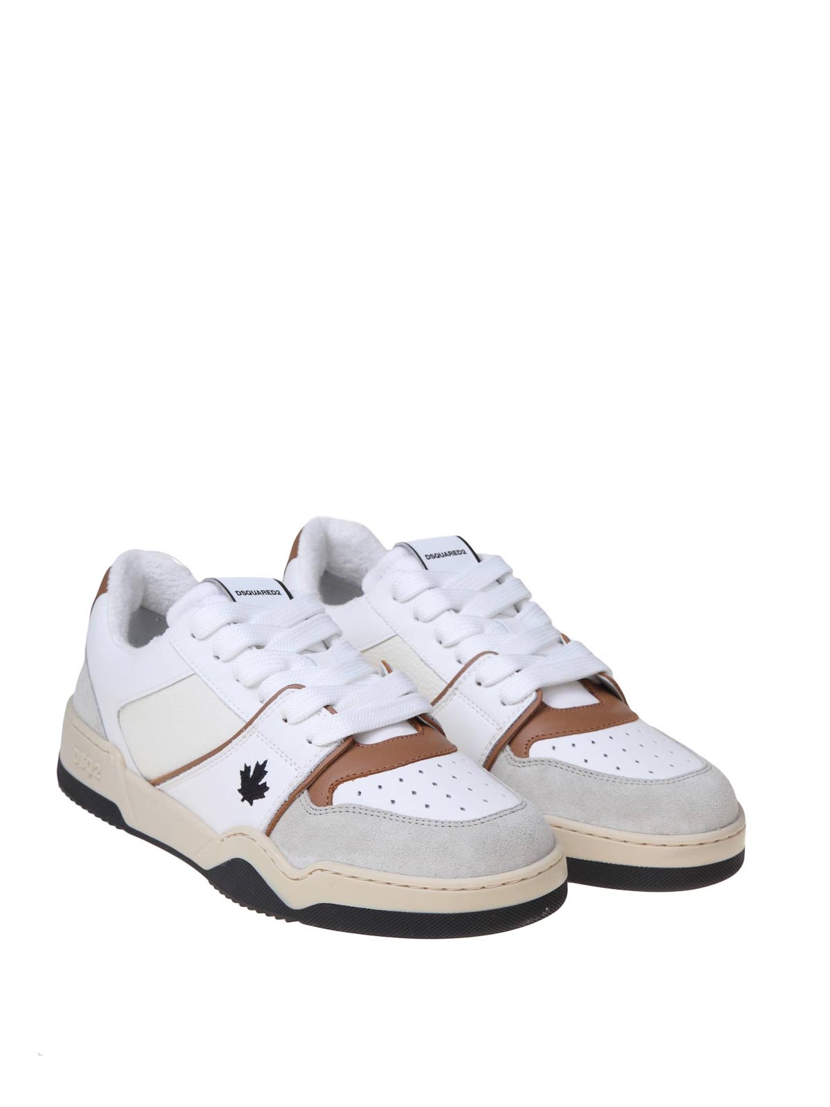 Shop Dsquared2 White Leather And Suede Sneakers