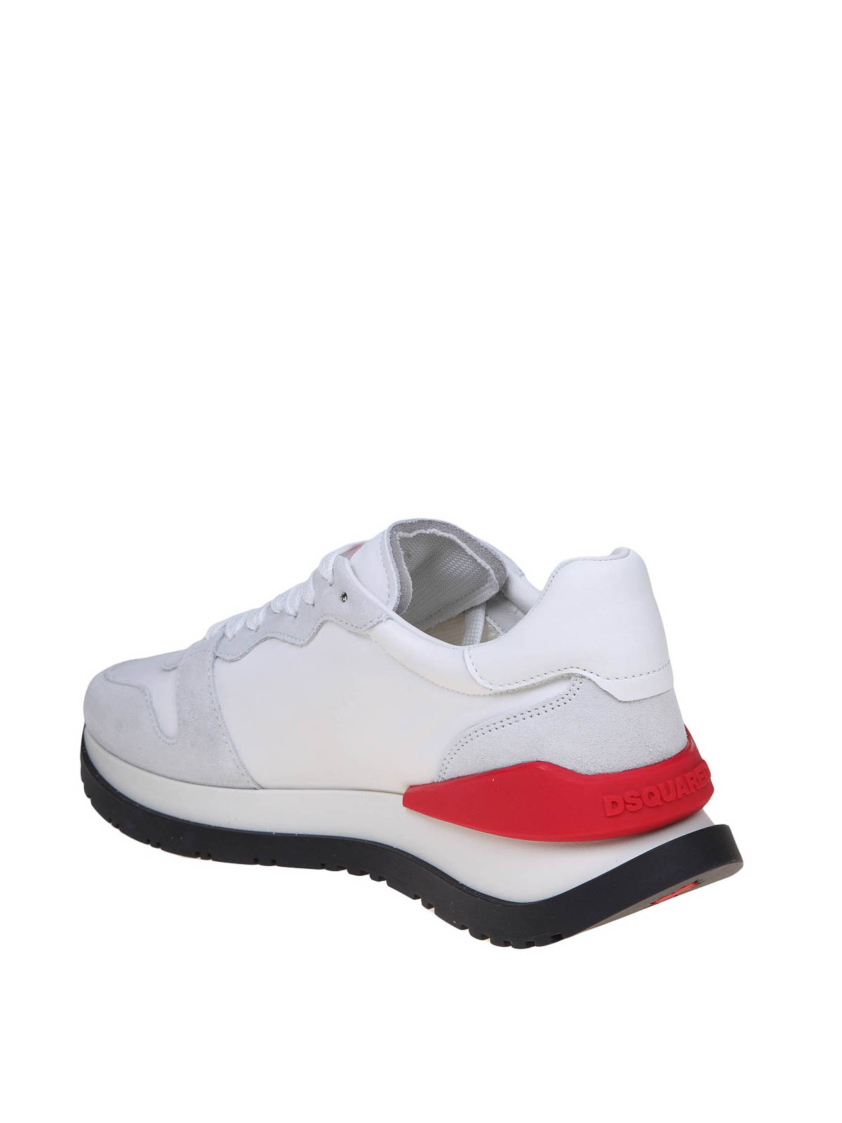 Shop Dsquared2 Running Sneakers In Suede And Nylon In White