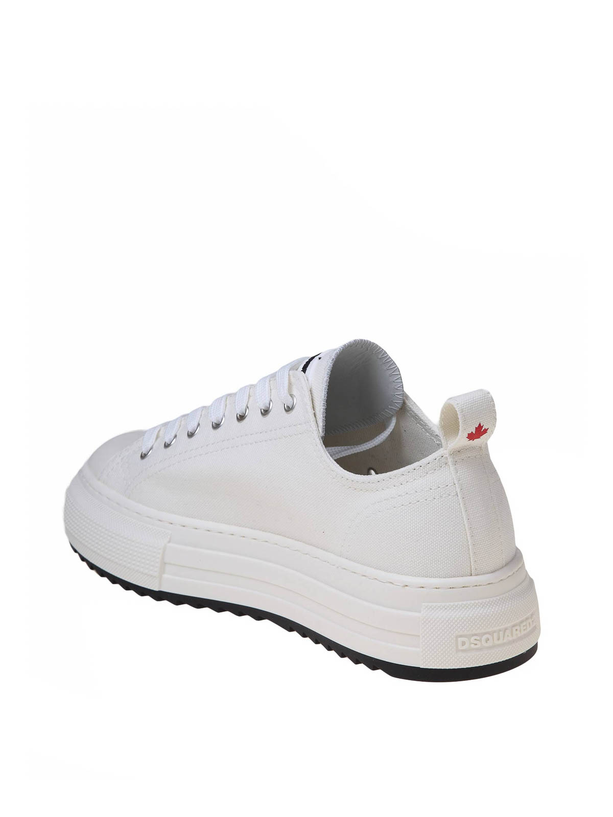 Shop Dsquared2 White Cotton Canvas Sneakers In Blanco