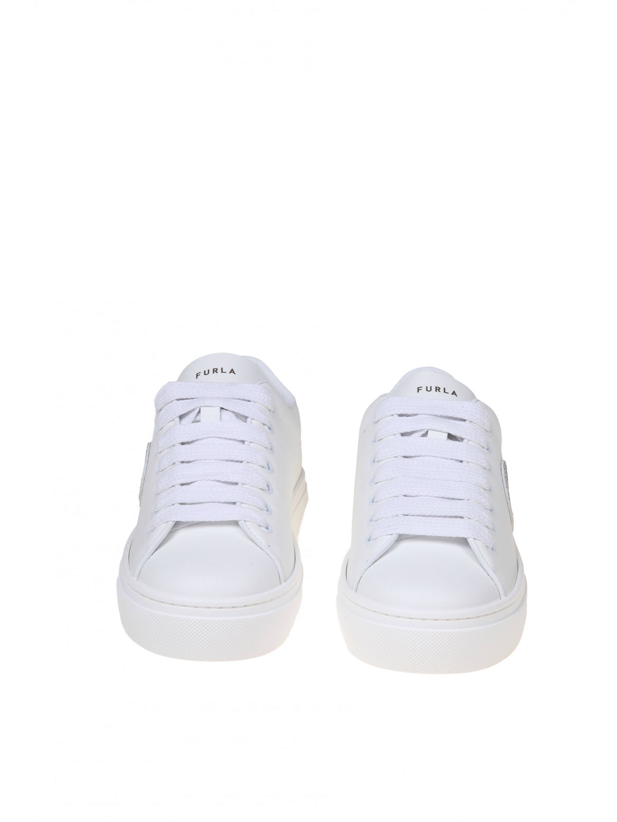 Shop Furla Joy Lace Up Sneaker In White Leather