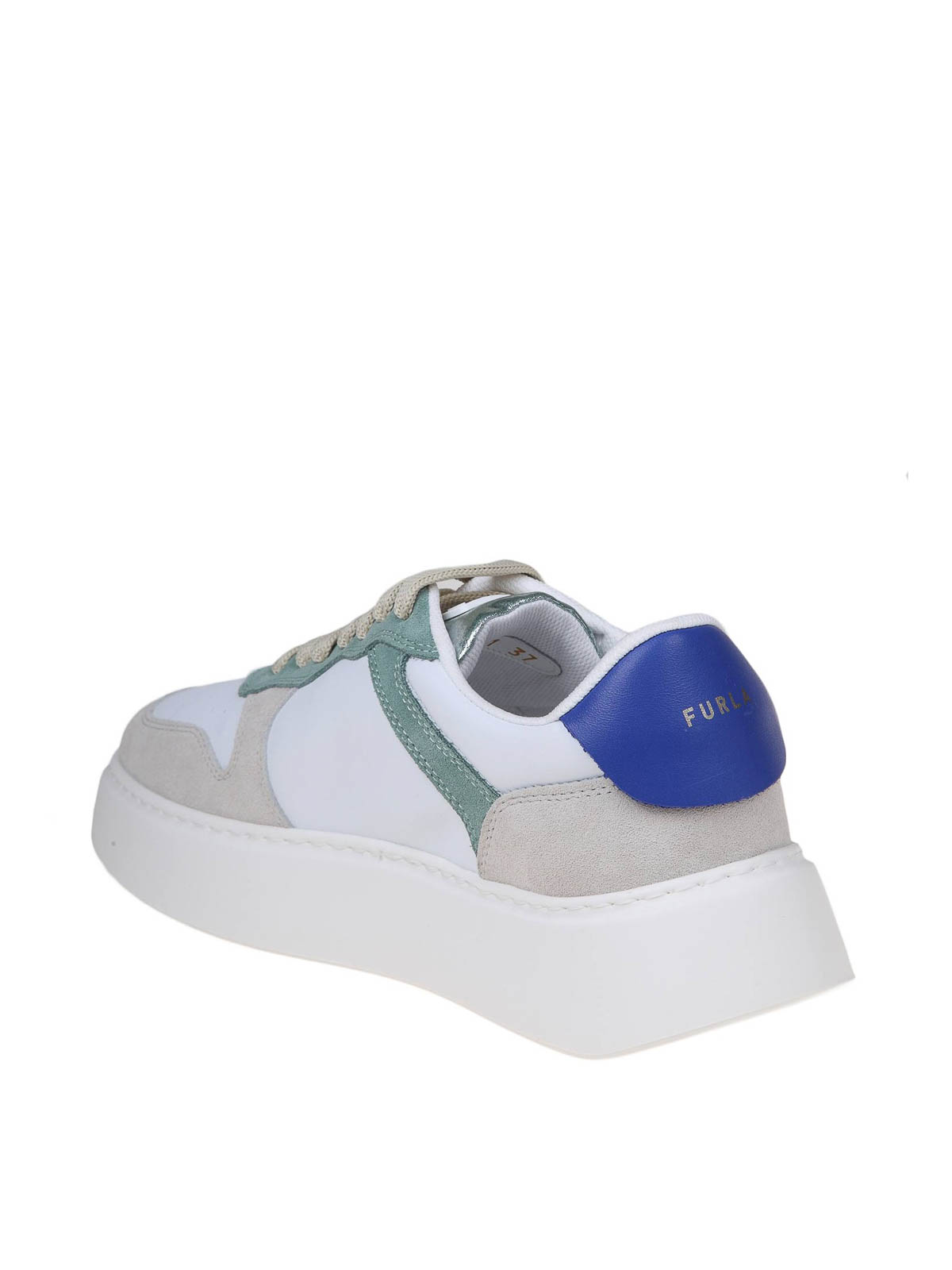 Shop Furla Basic Model Sneaker In Synthetic Leather In Blue
