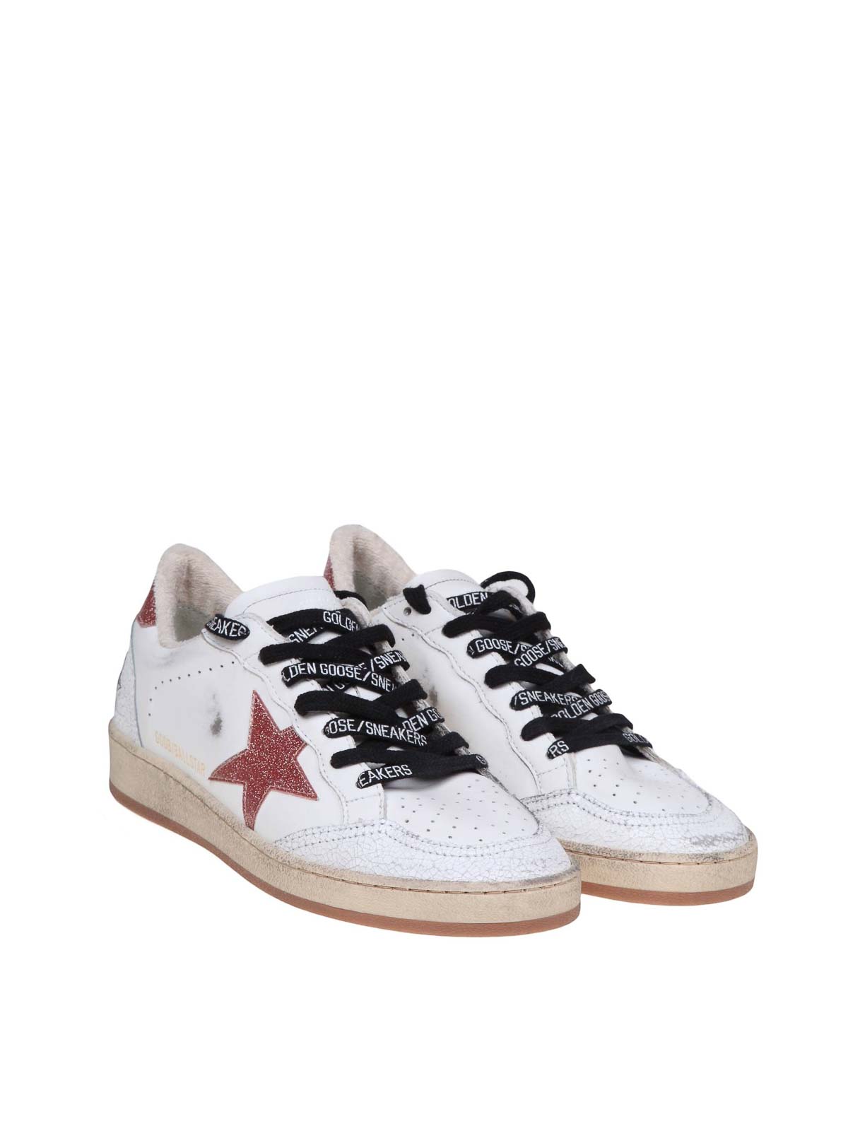 Shop Golden Goose White Sneakers With Glitter Star In Blanco