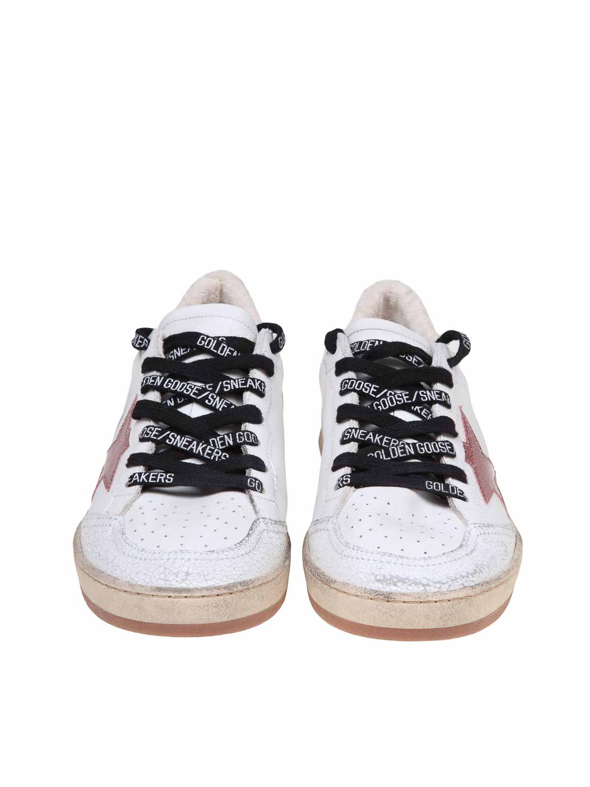 Shop Golden Goose White Sneakers With Glitter Star In Blanco