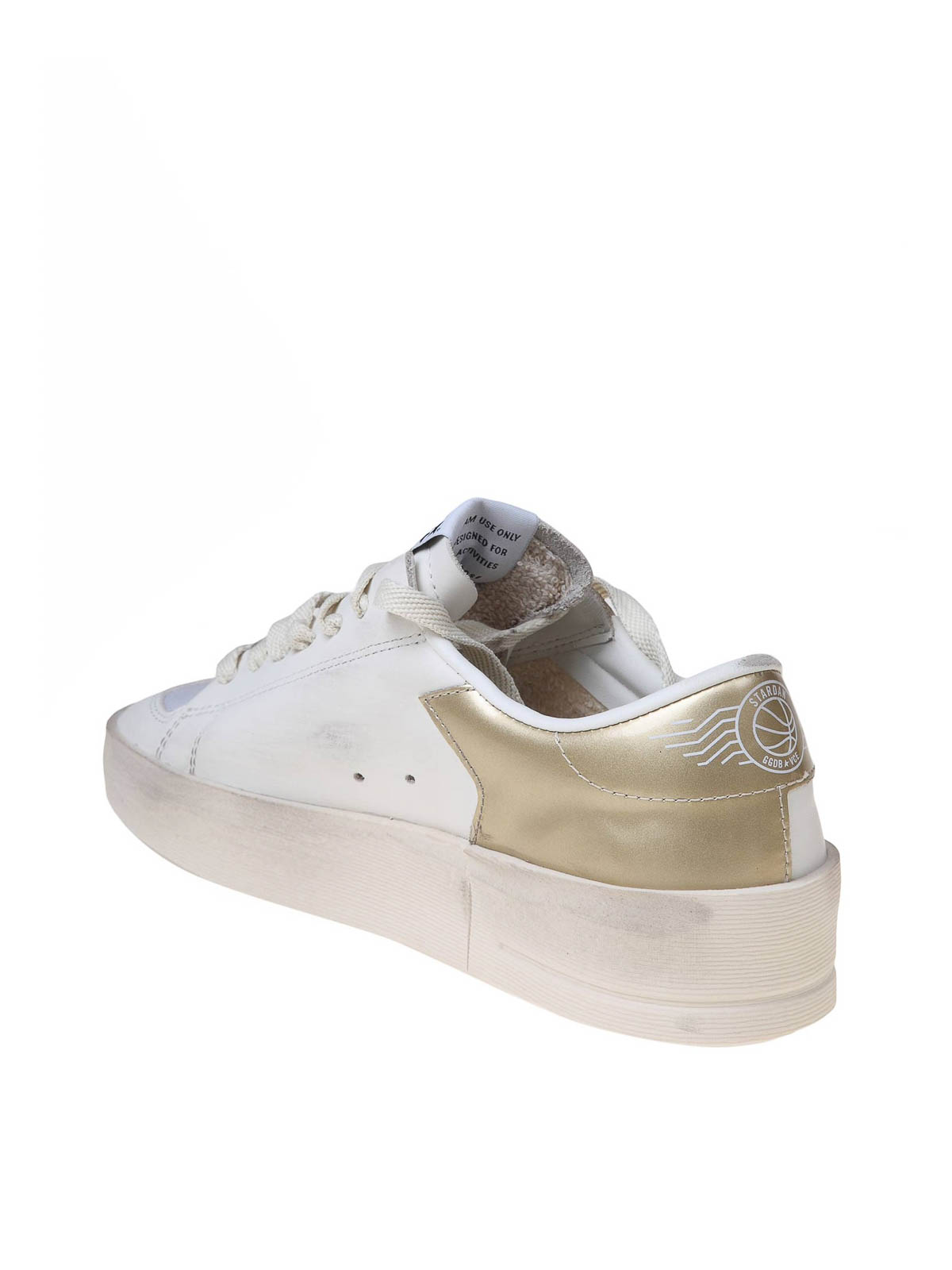 Shop Golden Goose Stardan Sneakers In Leather And Fabric In Blanco
