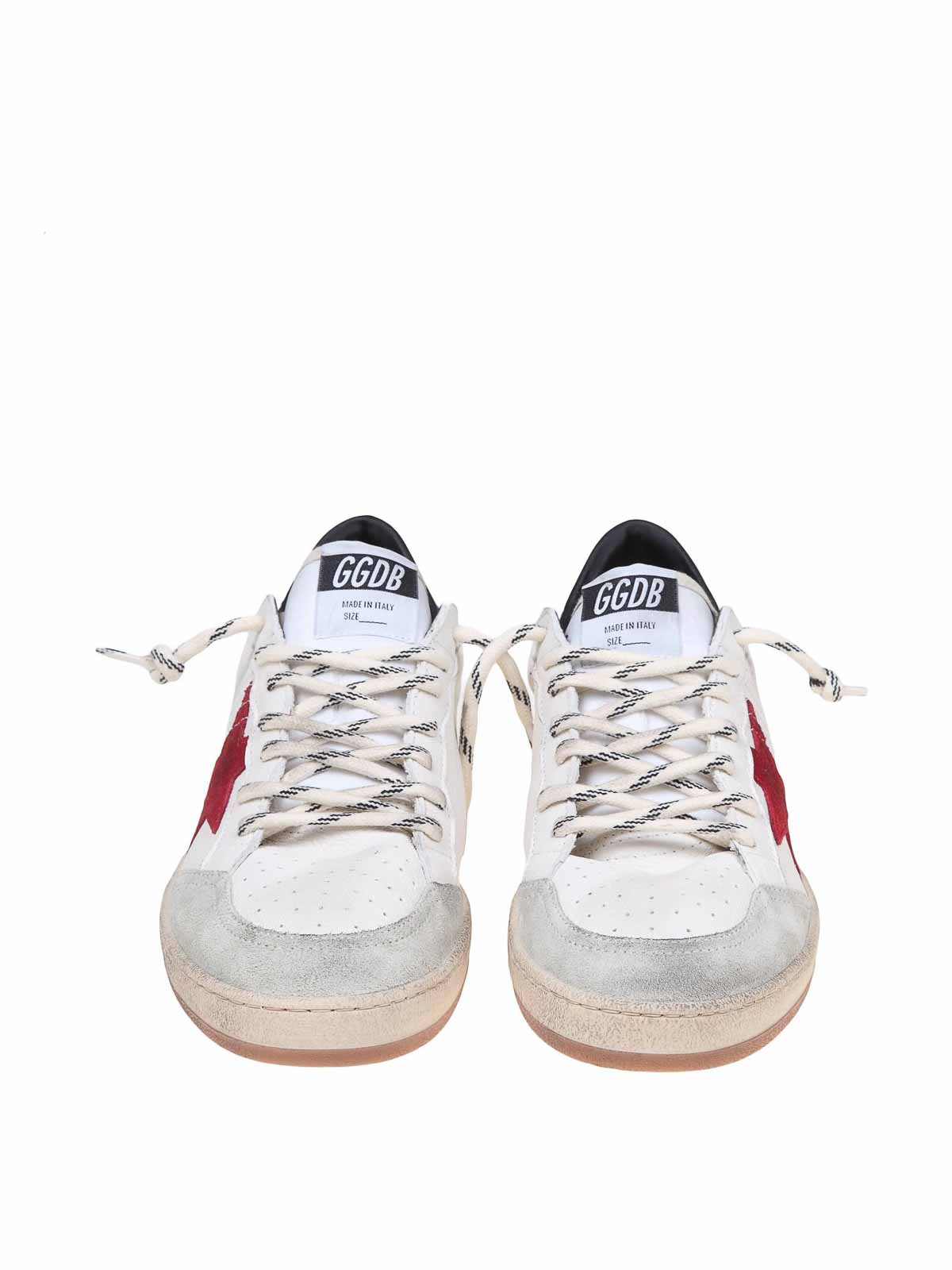 Shop Golden Goose Ballstar Sneakers In White Leather And Suede In Blanco