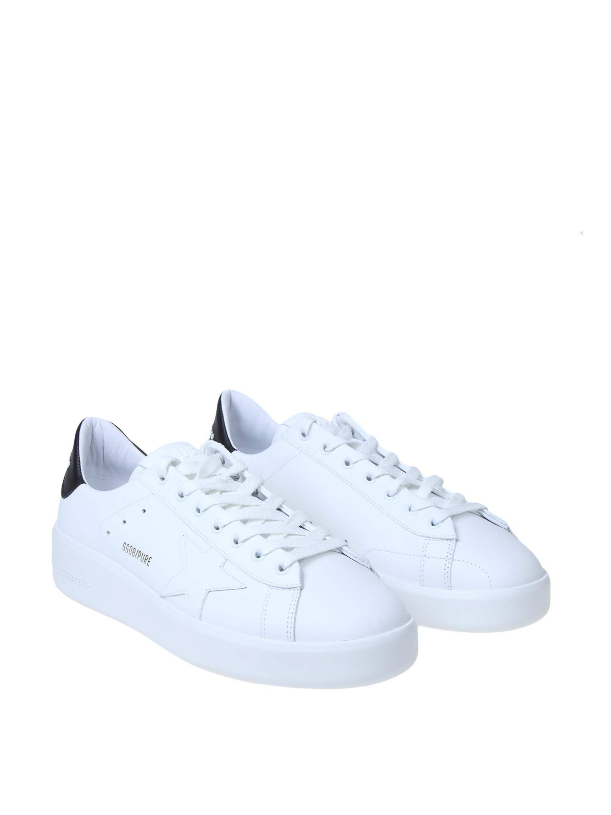 Shop Golden Goose Pure Star Leather Sneakers In Blanco