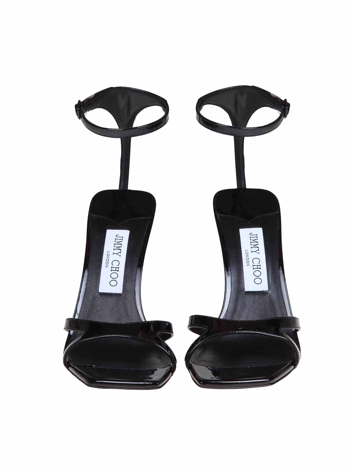 Shop Jimmy Choo Ixix 95 Sandal In Black Patent Leather