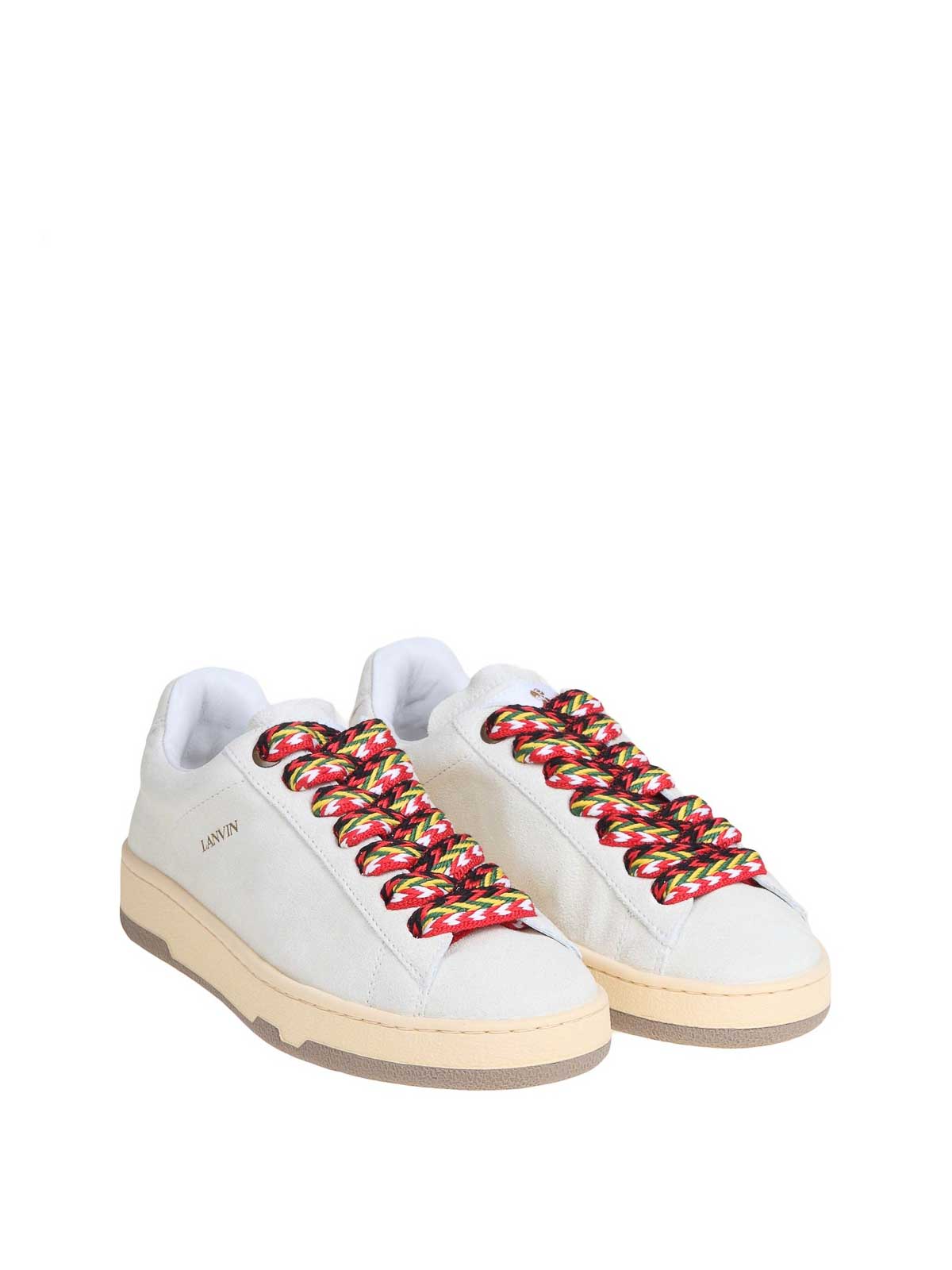 Shop Lanvin Lite Curb Sneakers In White Leather In Blanco