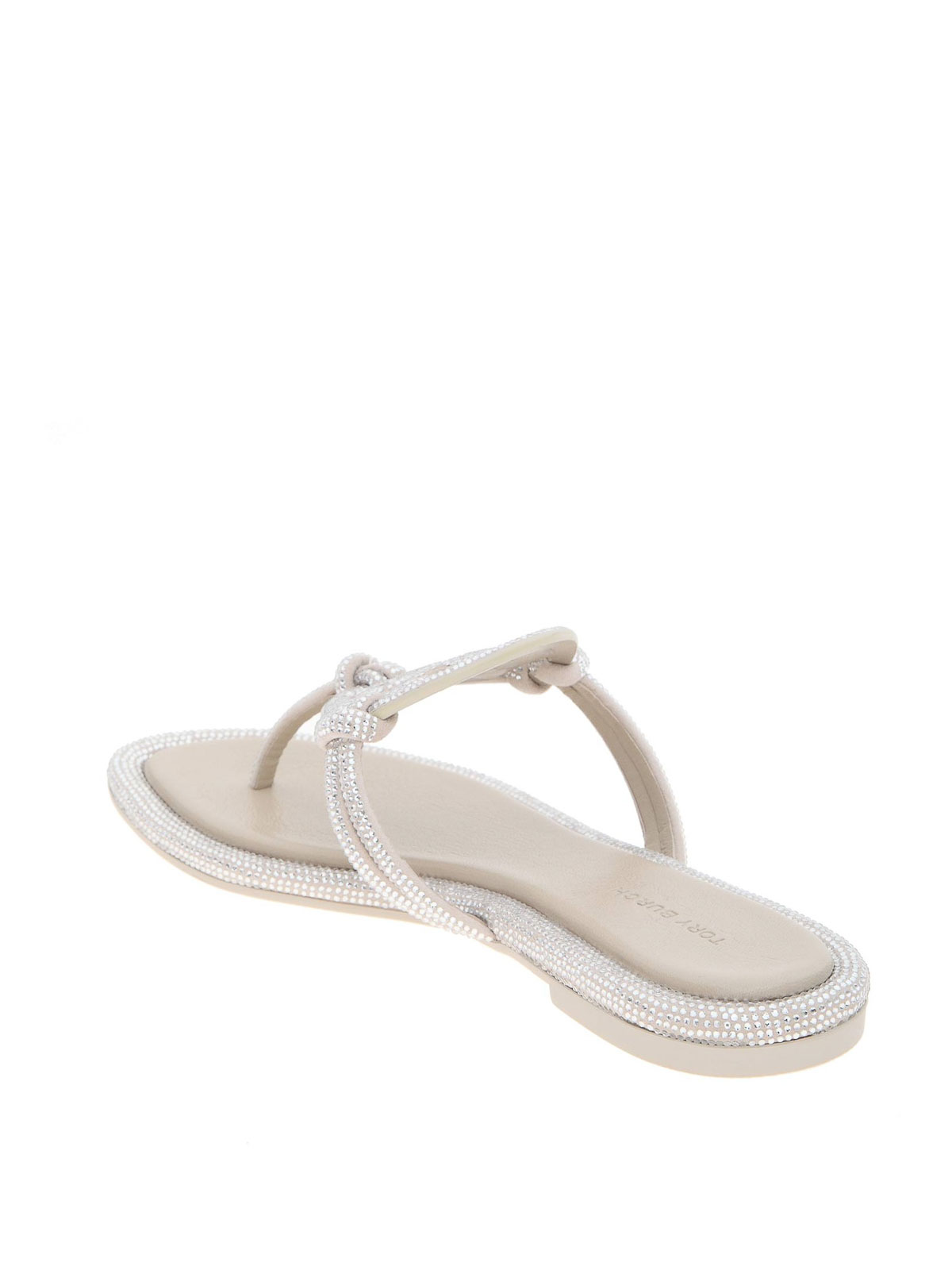 Shop Tory Burch Miller Sandal In Leather With Applied Pave In Gris