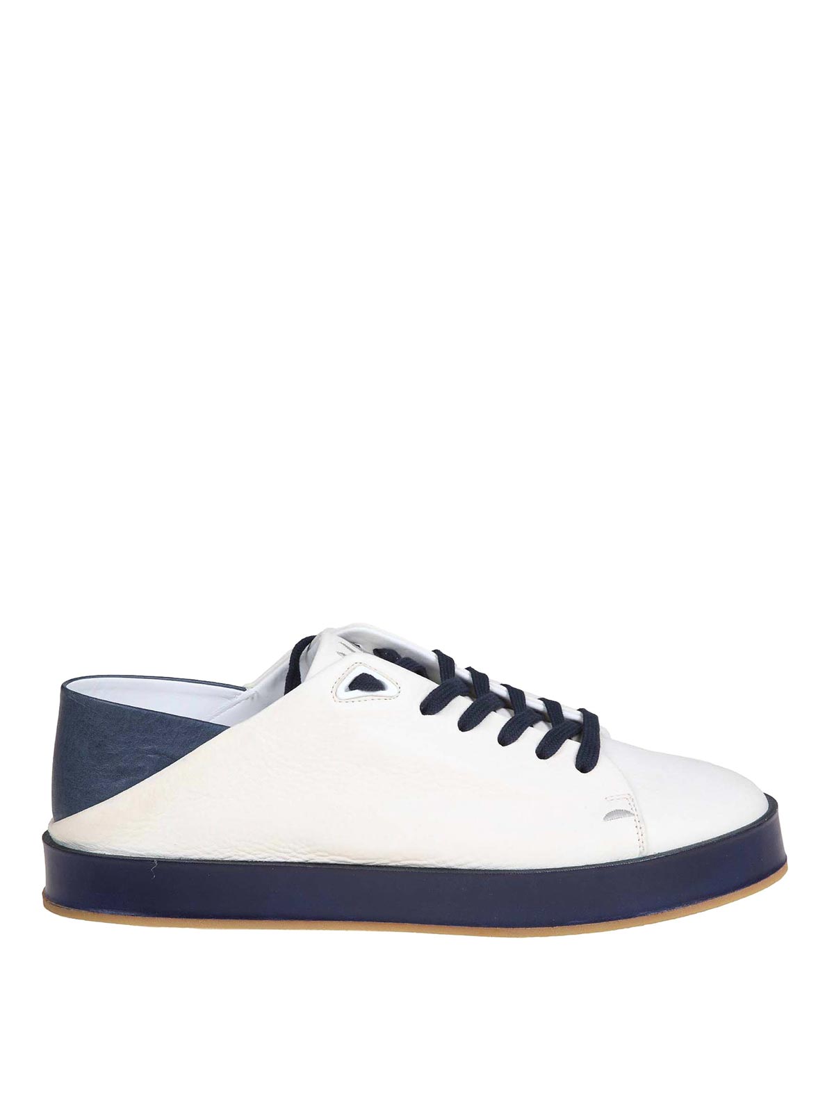 Shop Marco Castelli Axel Sneakers In White/blue Leather In Blanco