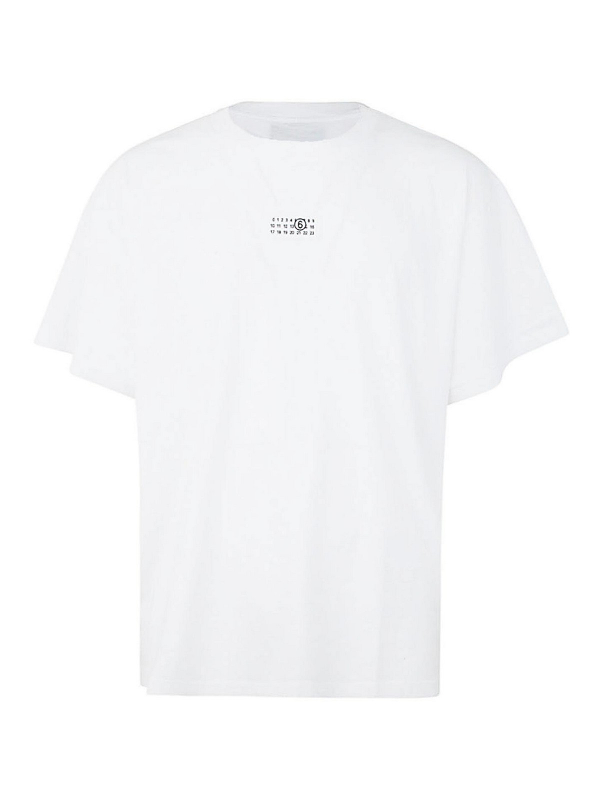 Mm6 Maison Margiela Cotton Crew-neck T-shirt With Numeric Signature Patch In White