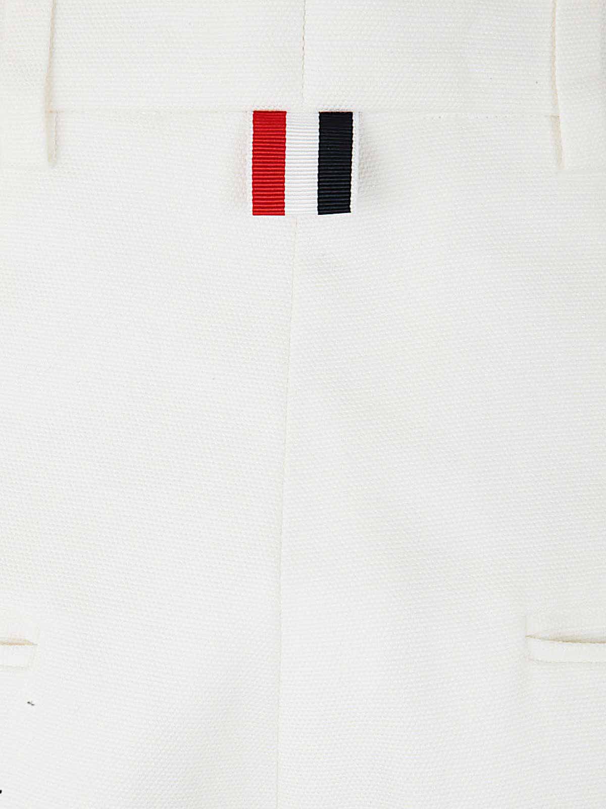 Shop Thom Browne High Waisted Straight Leg Trousers In White