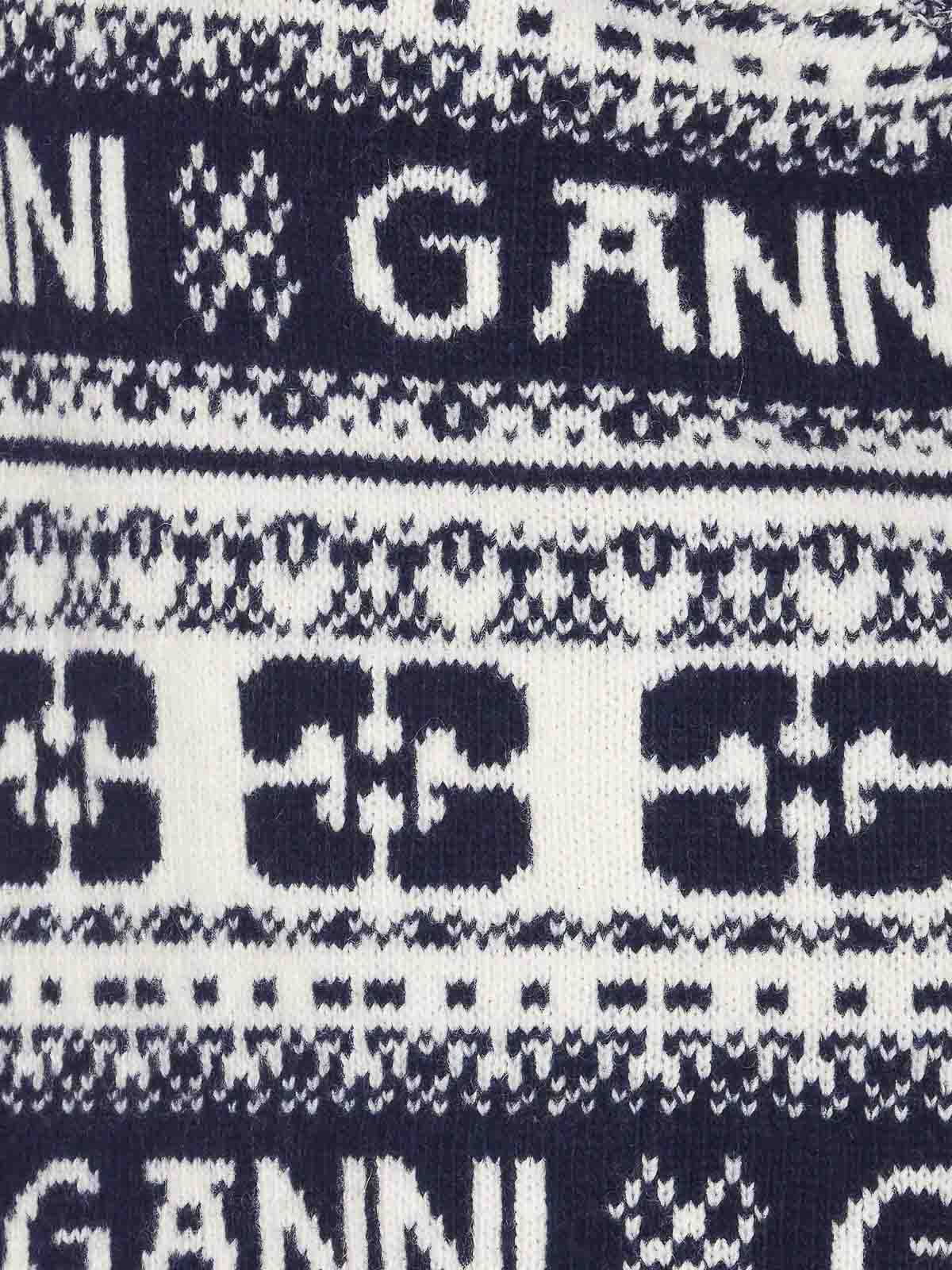 Shop Ganni Logo Wool Mix Vest In Blue