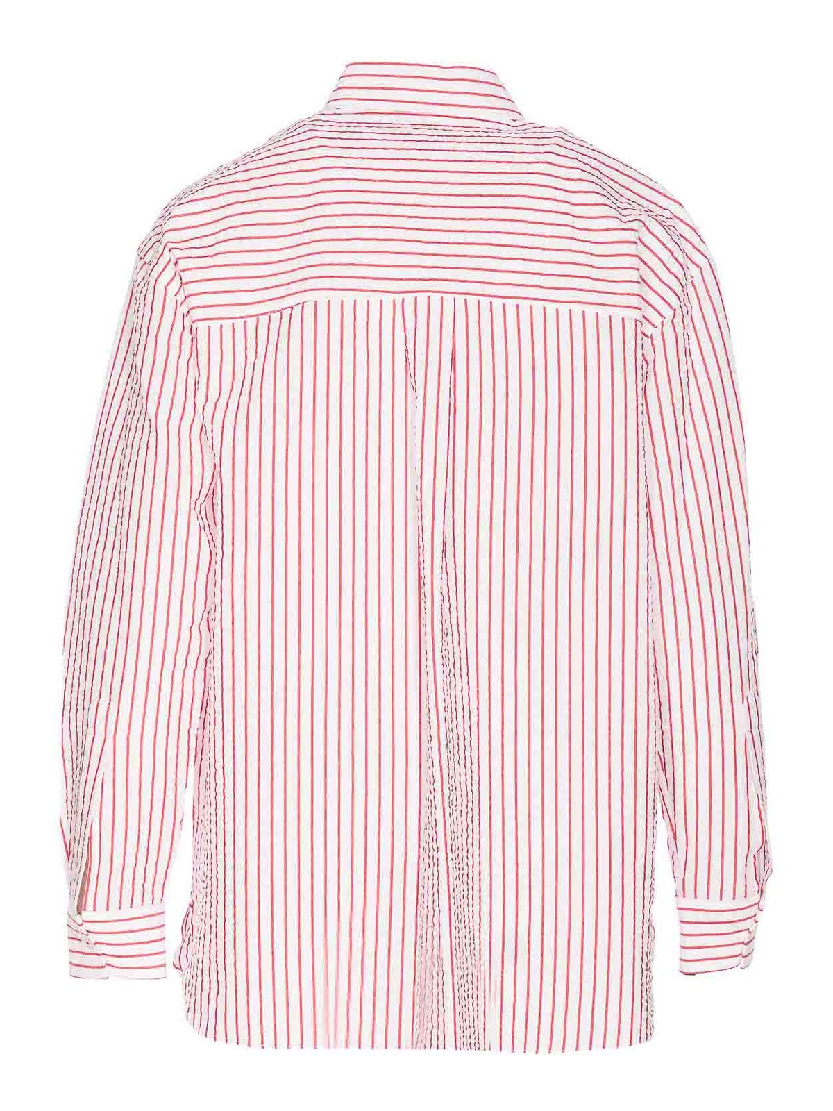 Shop Pinko Seersucker Striped Shirt In Red