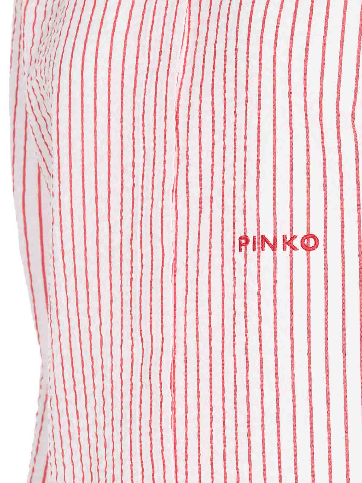 Shop Pinko Seersucker Striped Shirt In Red
