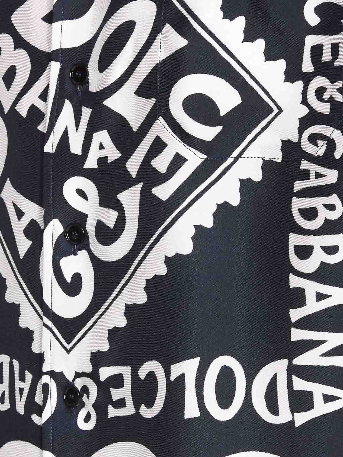 DOLCE & GABBANA コントラストハイヒンクハシャマシャツ DOLCE&GABBANA ドルガバ ジャジーリント コットン製 長袖 シャツ