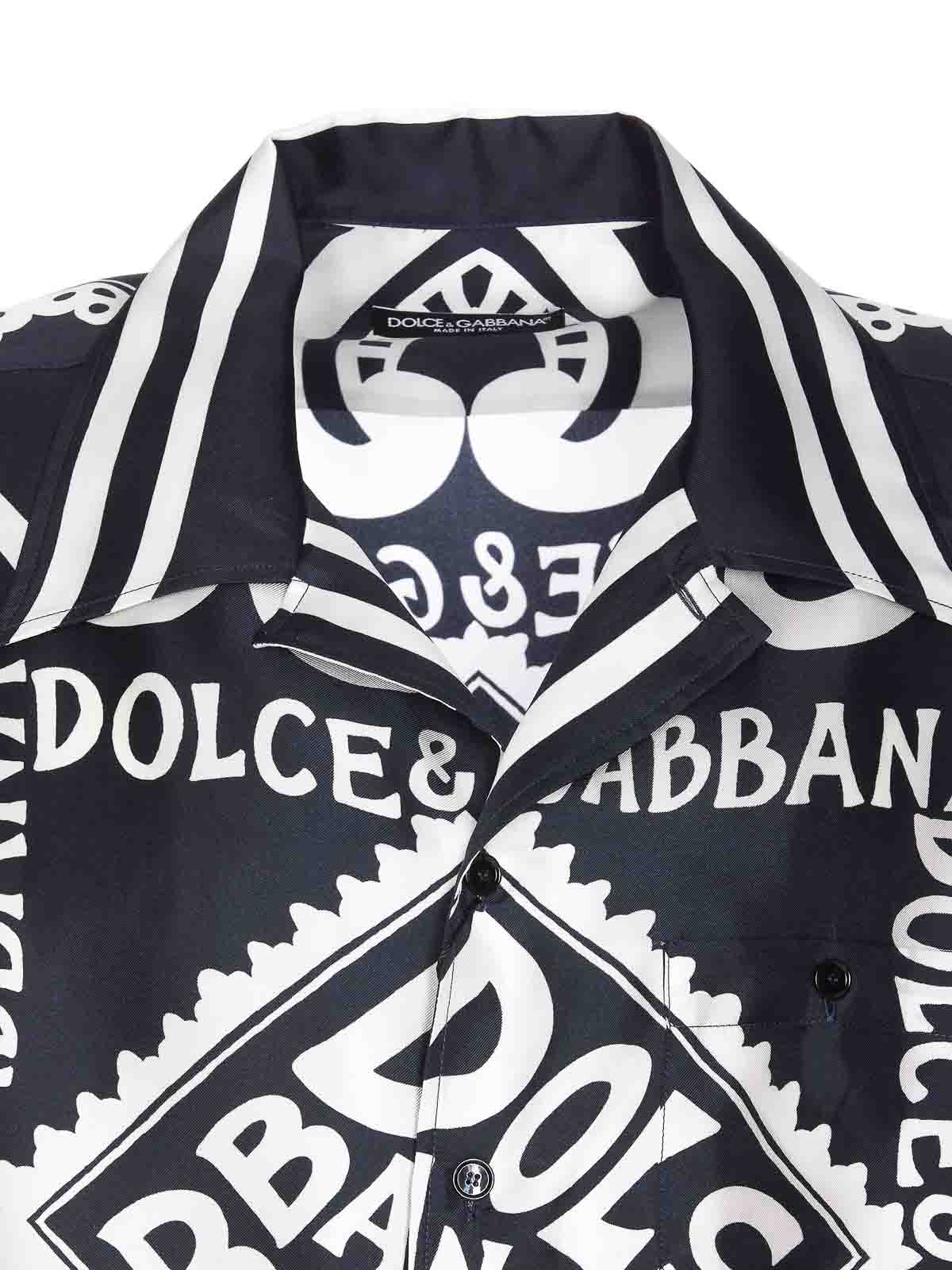 DOLCE & GABBANA コントラストハイヒンクハシャマシャツ DOLCE&GABBANA ドルガバ ジャジーリント コットン製 長袖 シャツ