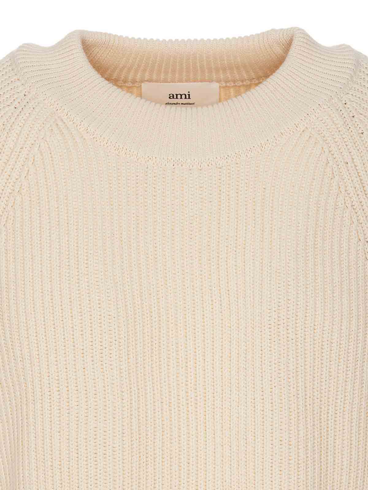 Shop Ami Alexandre Mattiussi Ami Label Sweater In White
