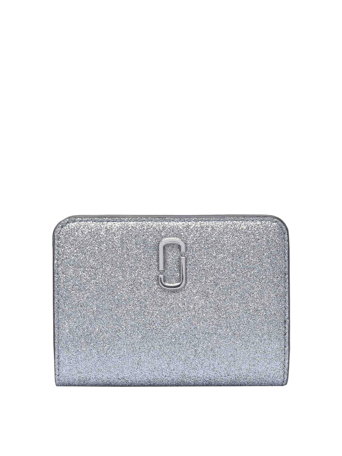 Shop Marc Jacobs The Galactic Mini Compact Wallet In Silver