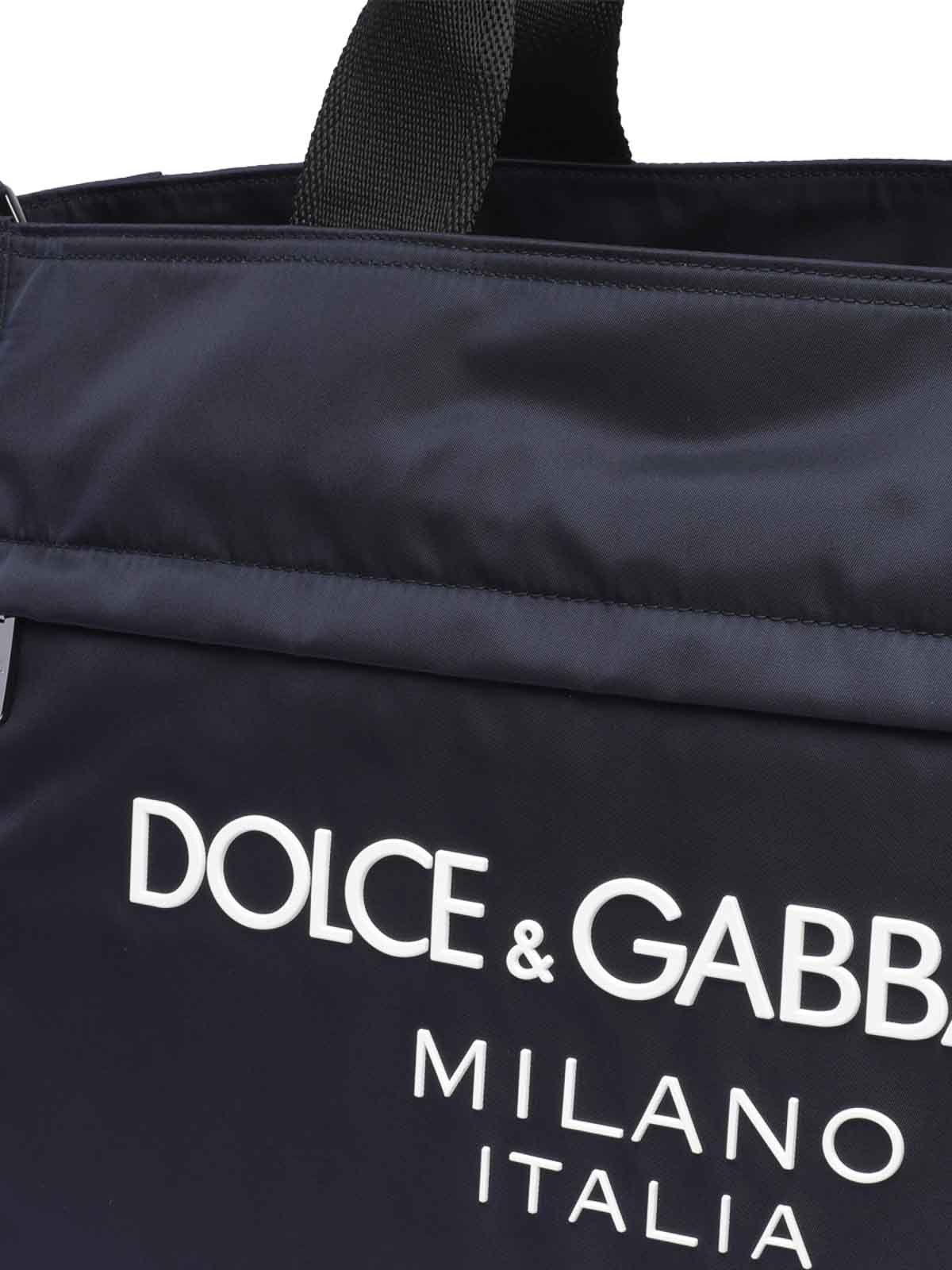 Shop Dolce & Gabbana Nylon Logo Shopping In Blue