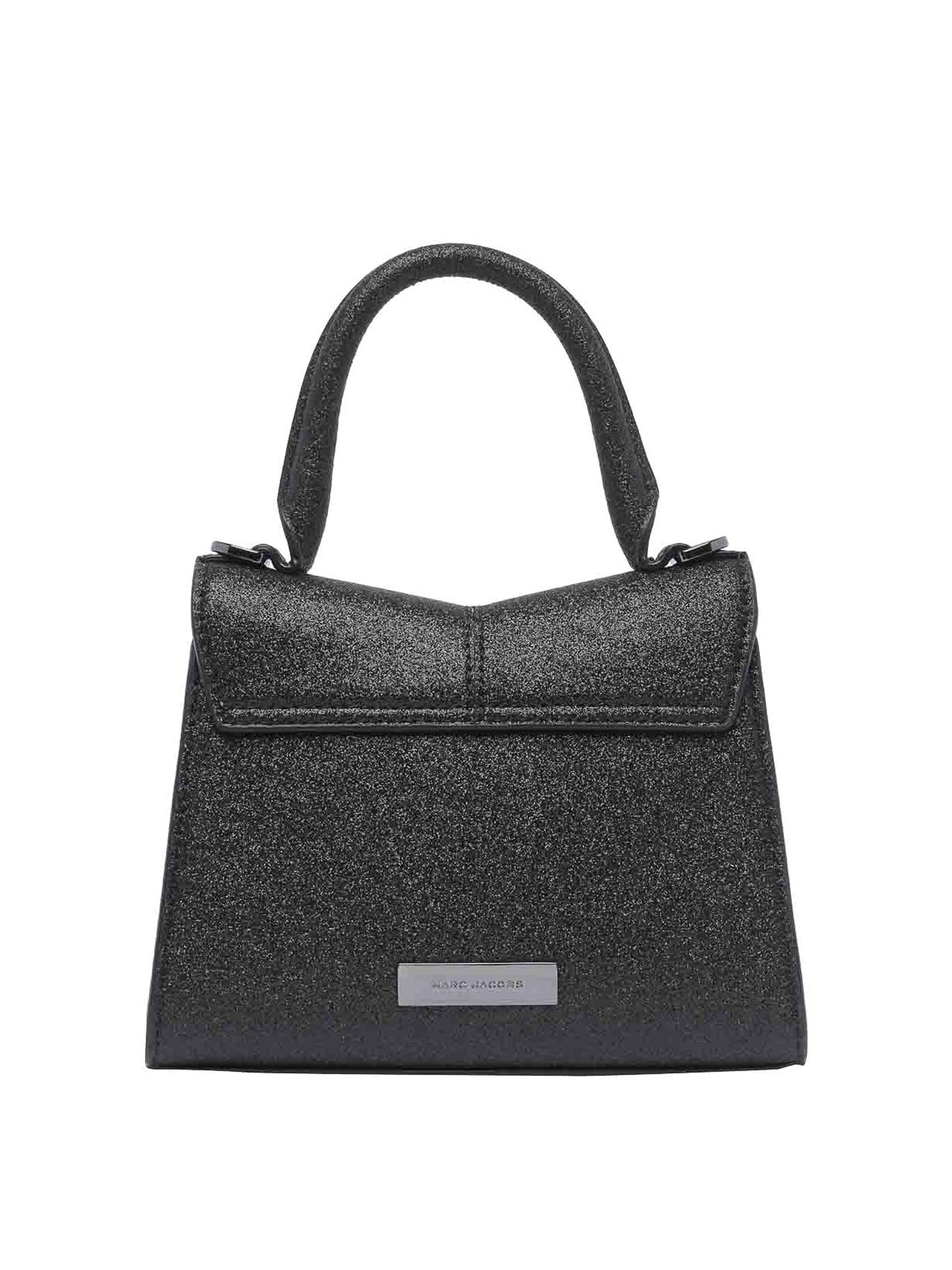 Shop Marc Jacobs The Galactic Glitter St.marc Bag In Black