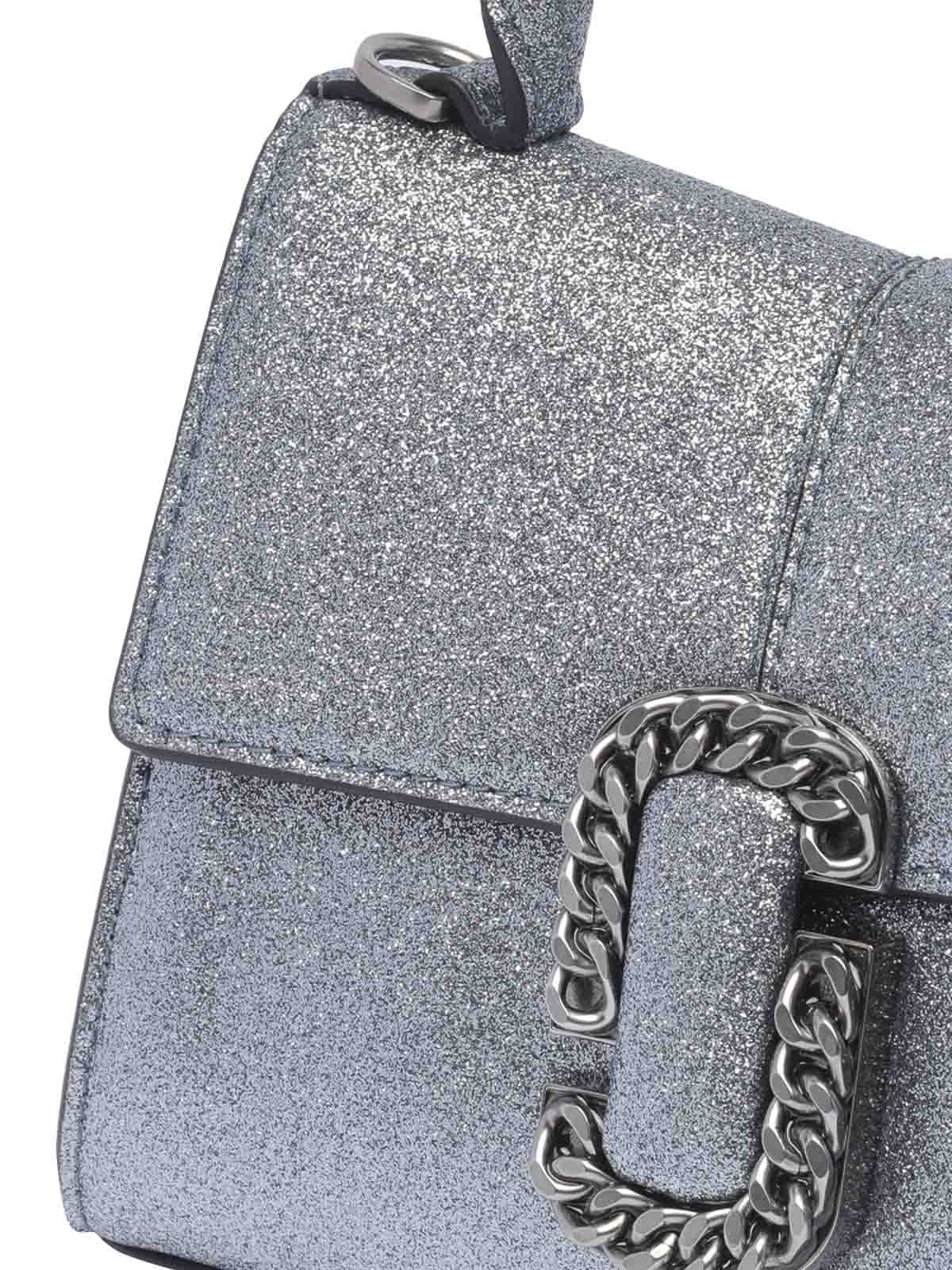 Shop Marc Jacobs The Galactic Glitter St.marc Bag In Silver