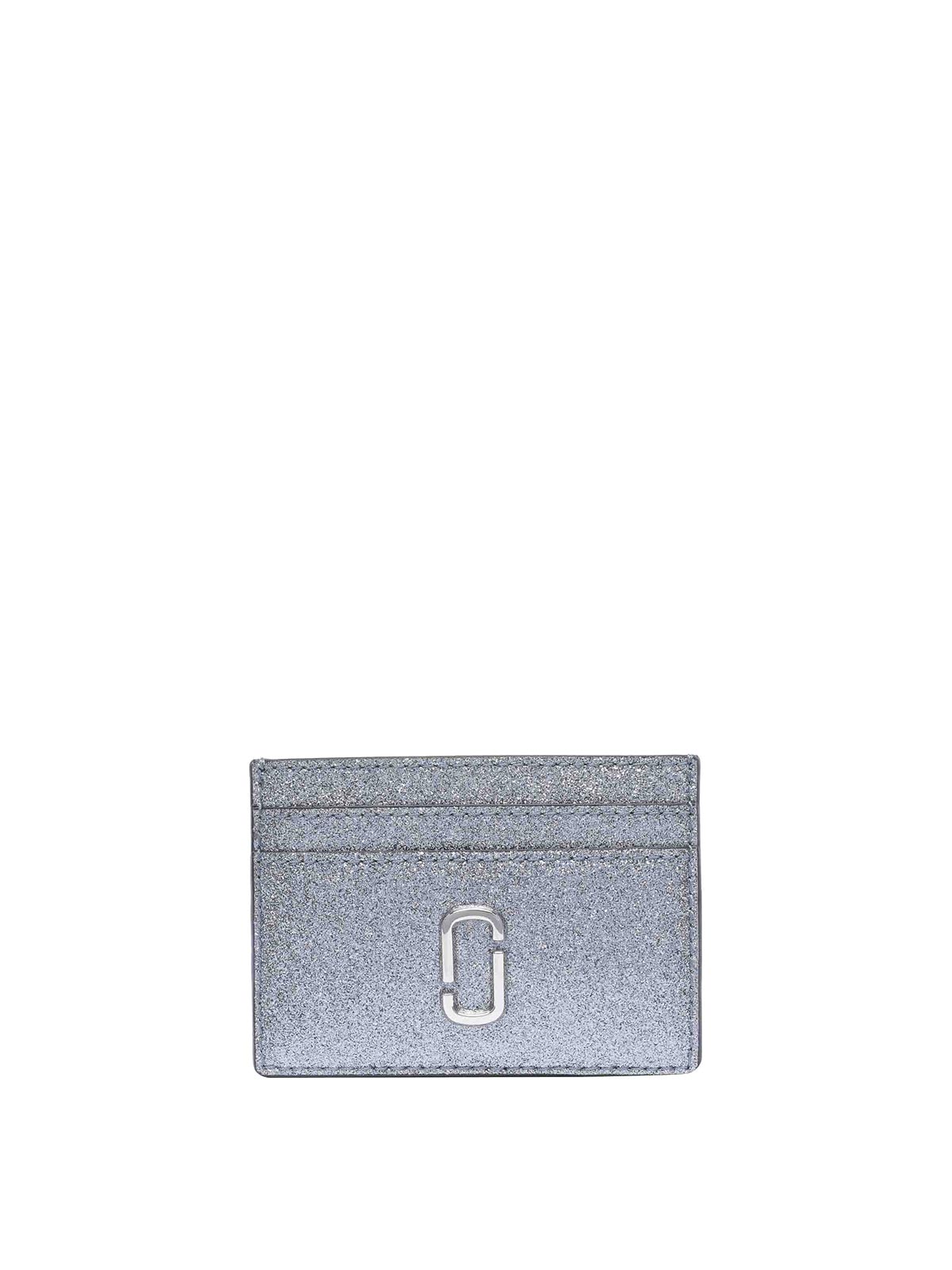 Marc Jacobs The Galactic Glitter J Marc Card Case In Gray