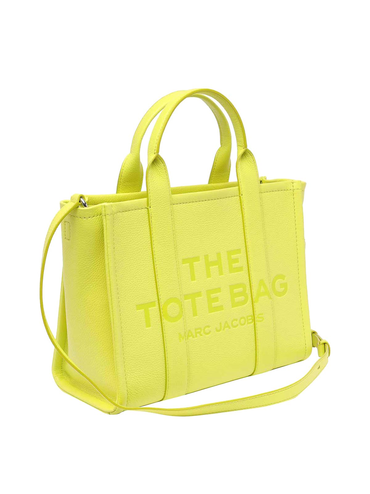 Shop Marc Jacobs The Leather Medium Tote Bag In Yellow