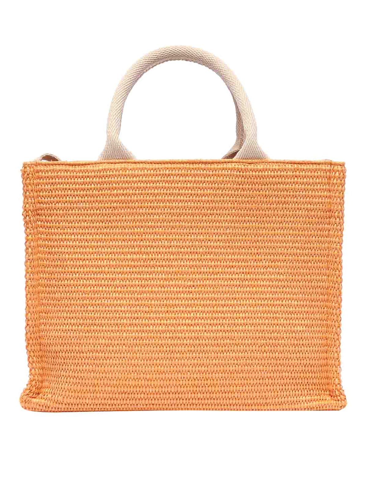 Shop Marni Rafia Effect Logo Tote Bag In Orange