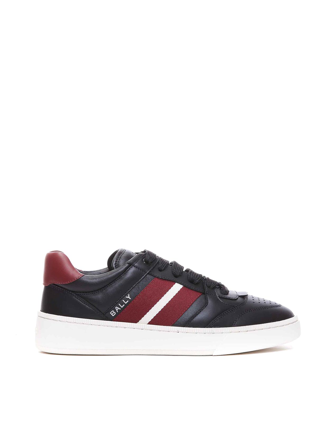 Bally Logo-stripe Leather Sneakers In Black