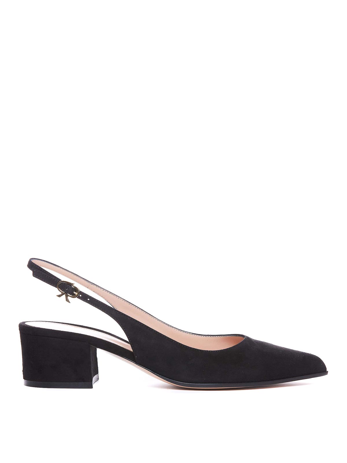 Gianvito Rossi Ribbon 50mm Suede Slingback Pumps In Black