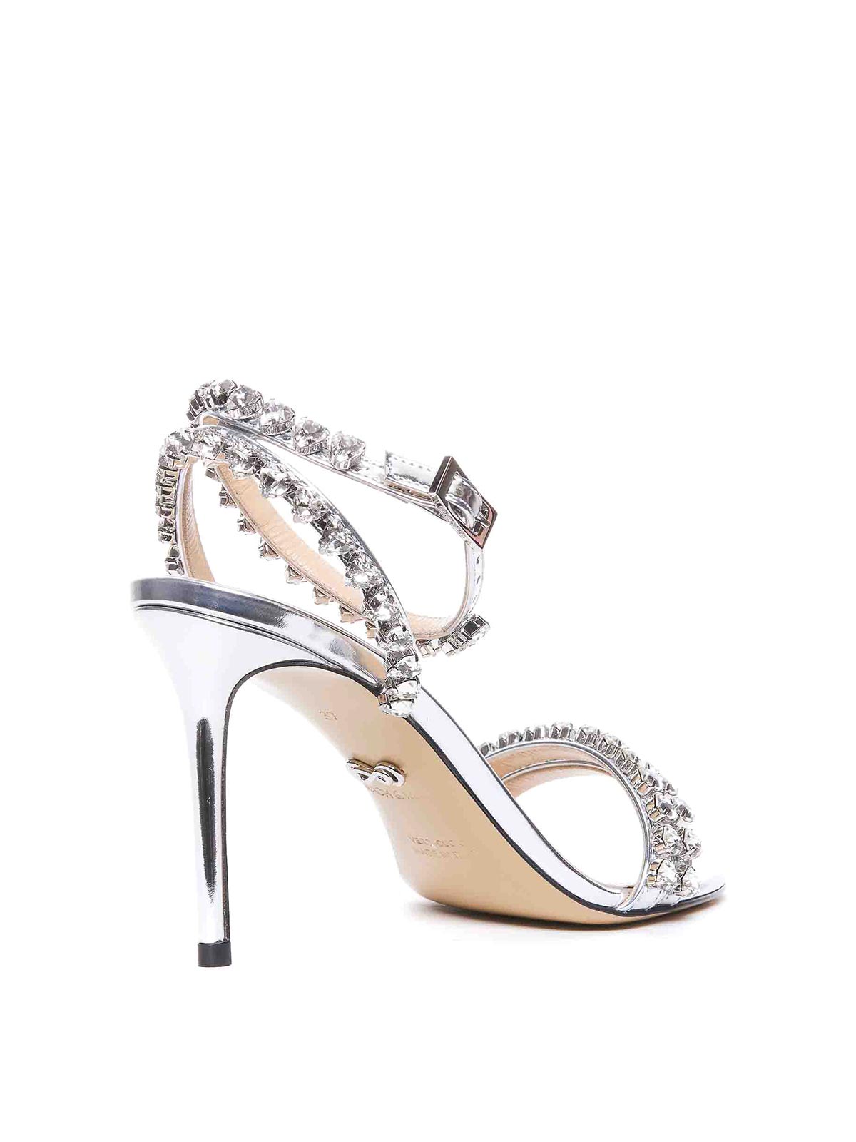 Shop Mach & Mach Audrey Crystal Pump Sandals In Silver