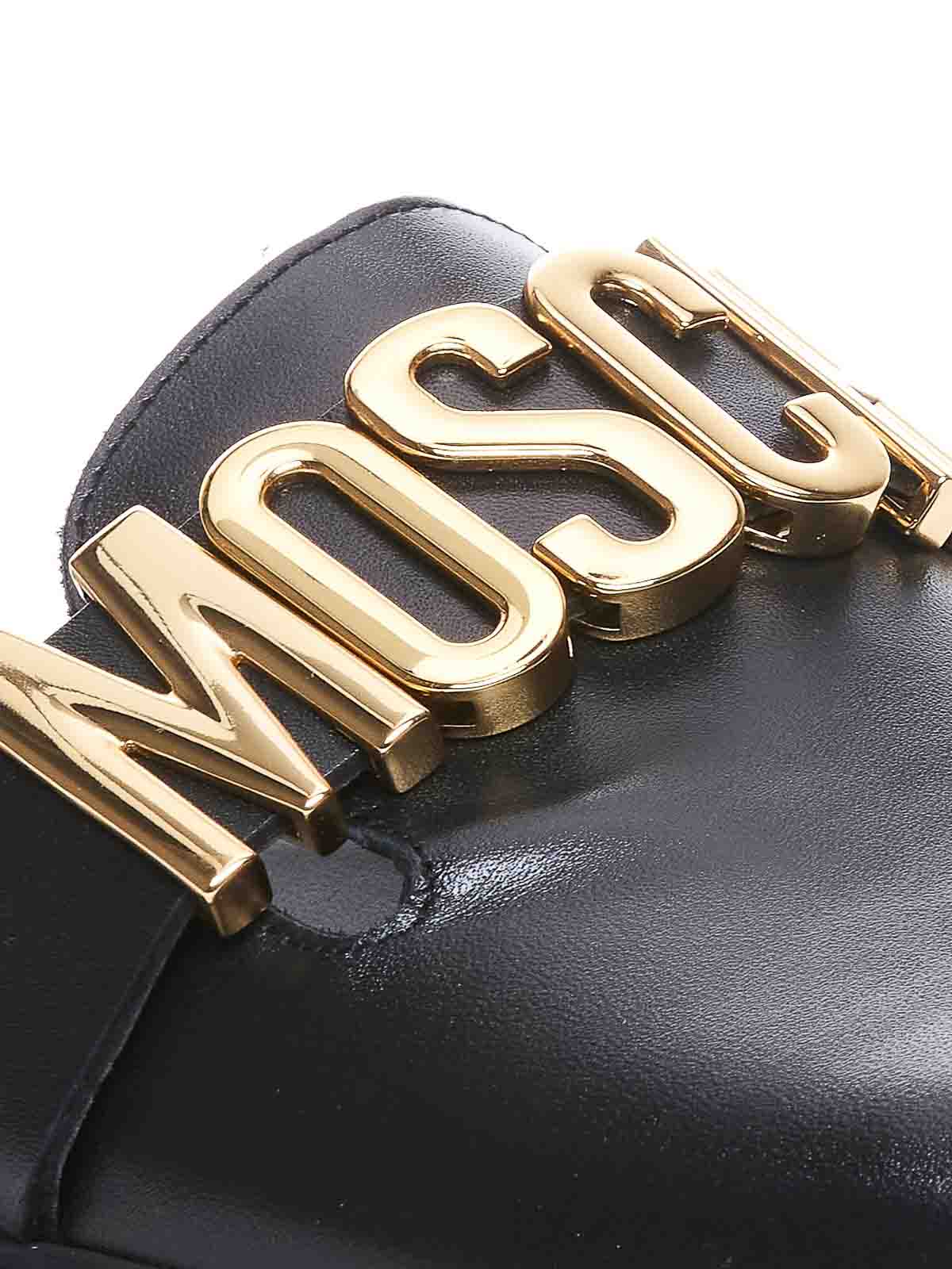 Shop Moschino Lettering Logo Sabot In Black