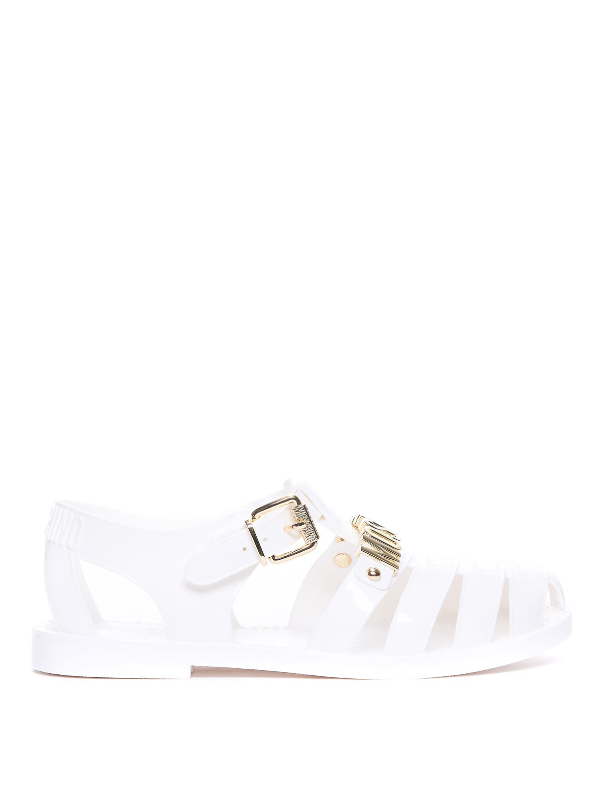 Shop Moschino Jelly Sandals With Lettering Logo In White