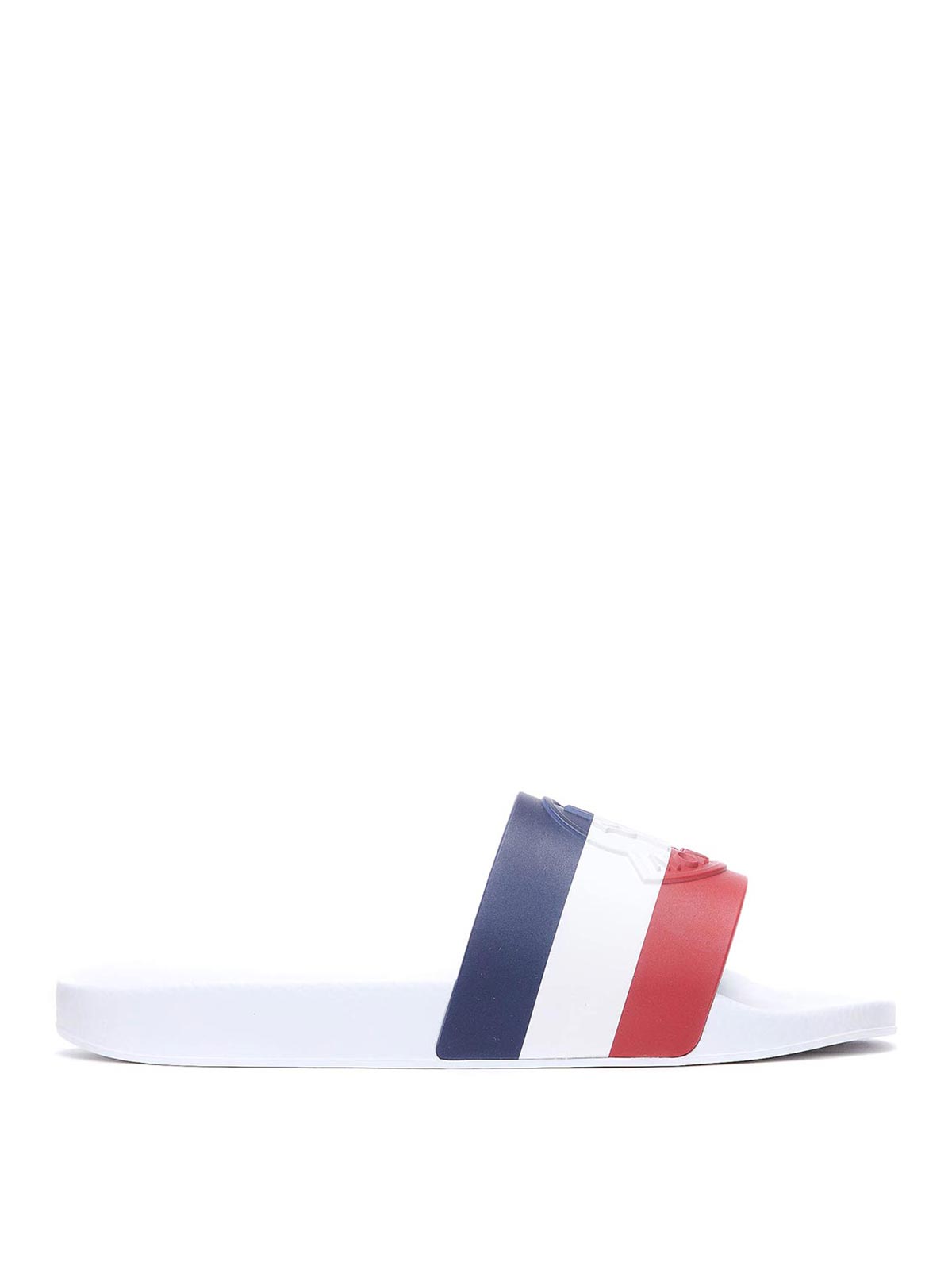 Shop Moncler Sliders In White