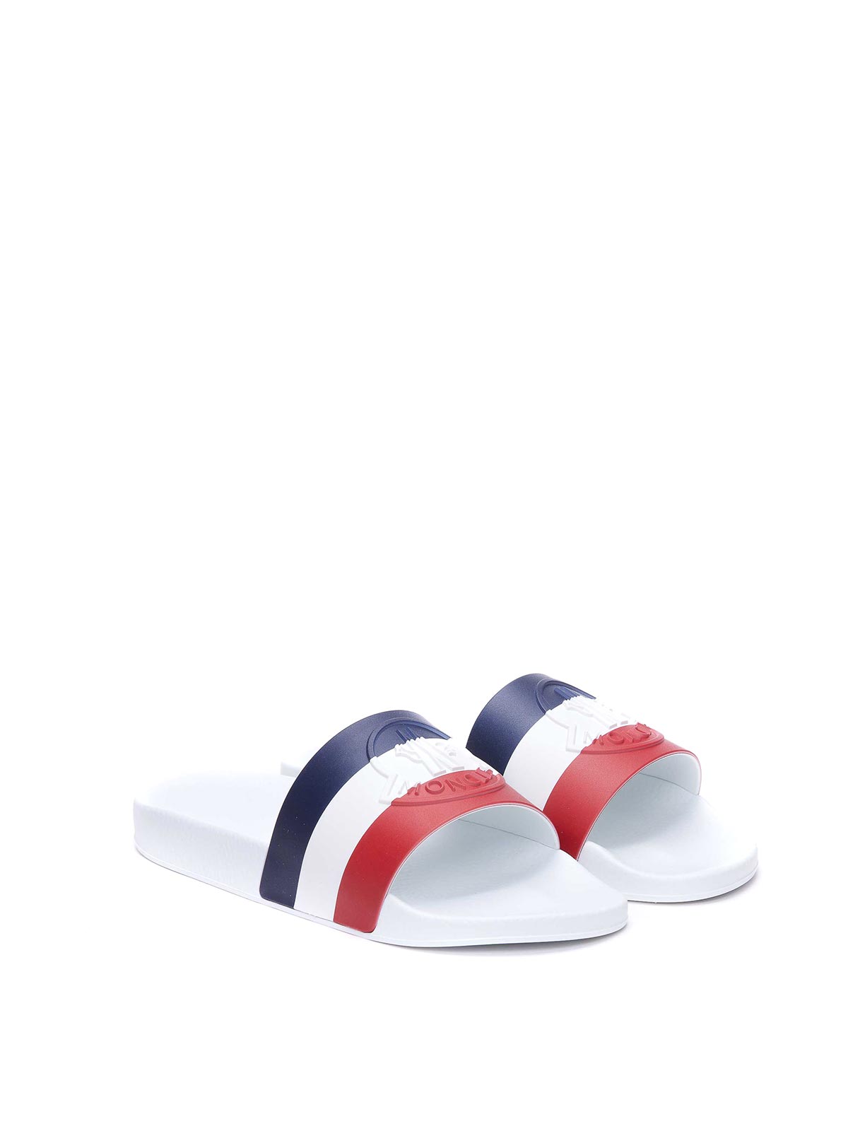 Shop Moncler Sliders In White