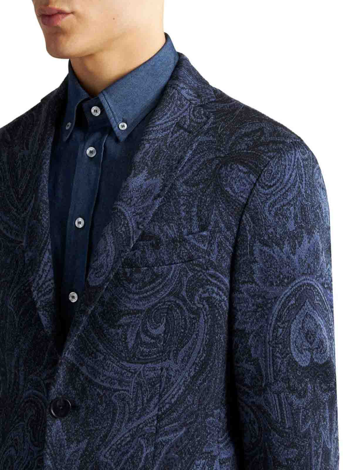 Shop Etro Paisley Jacquard Jacket In Negro