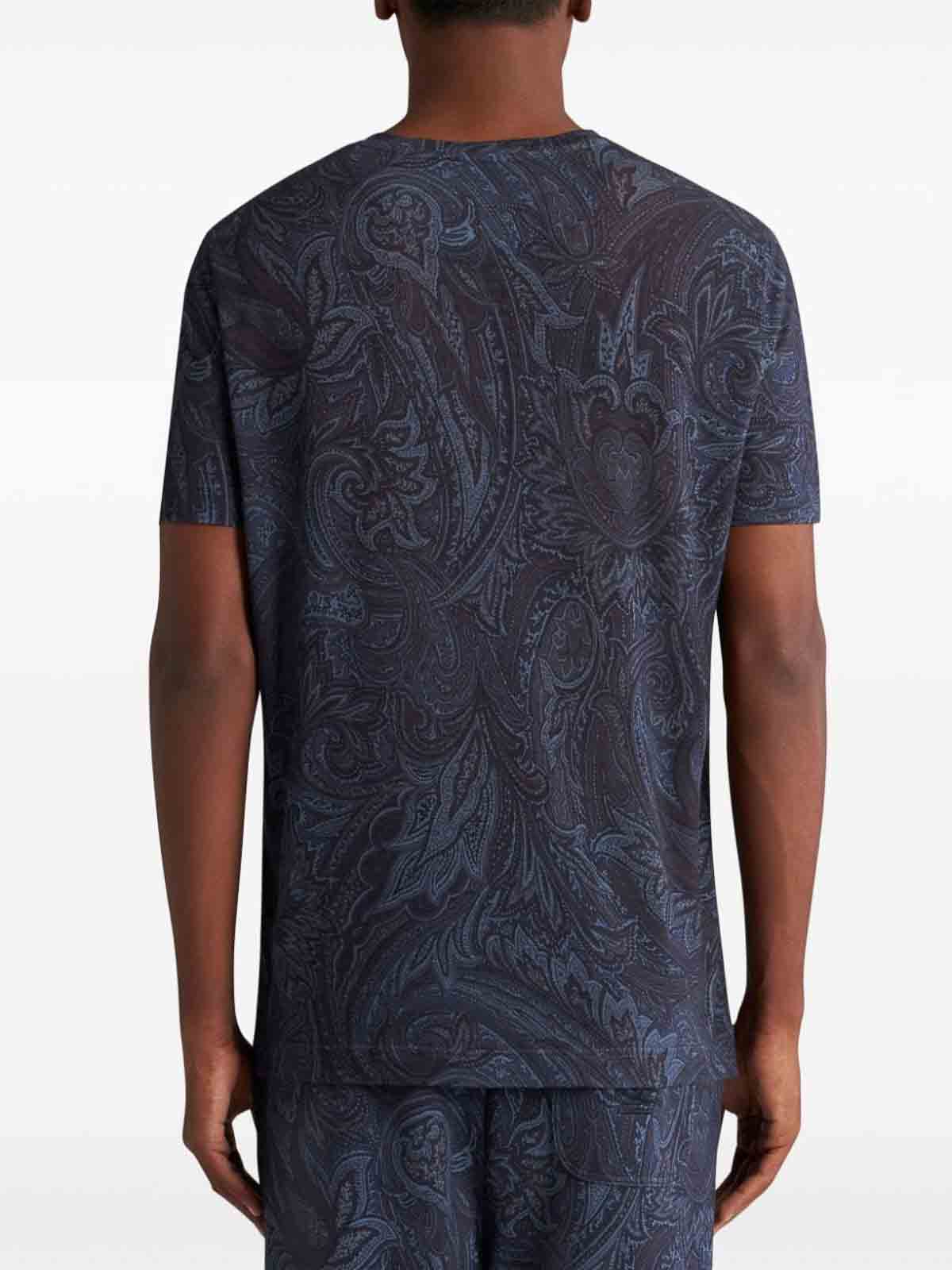 Shop Etro T-shirt With Paisley Print In Blue
