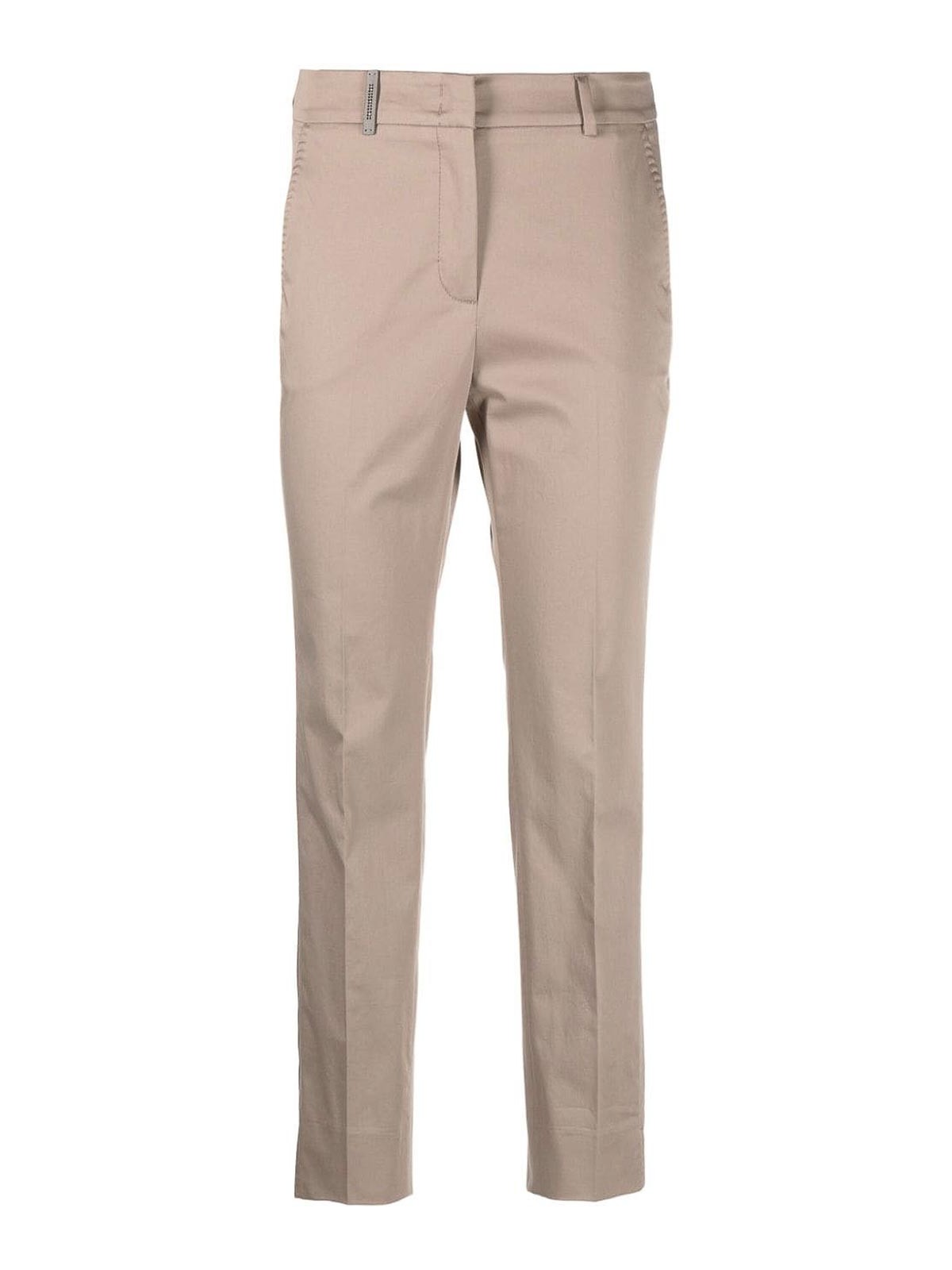 Shop Peserico Slim Trousers In Brown