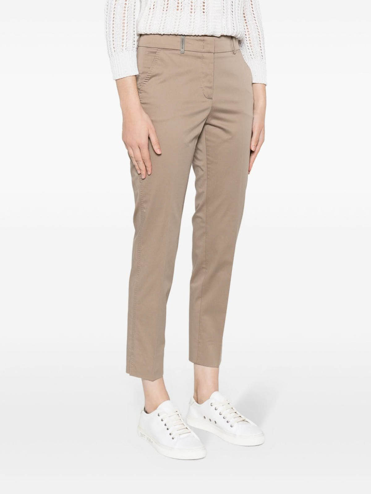 Shop Peserico Slim Trousers In Brown