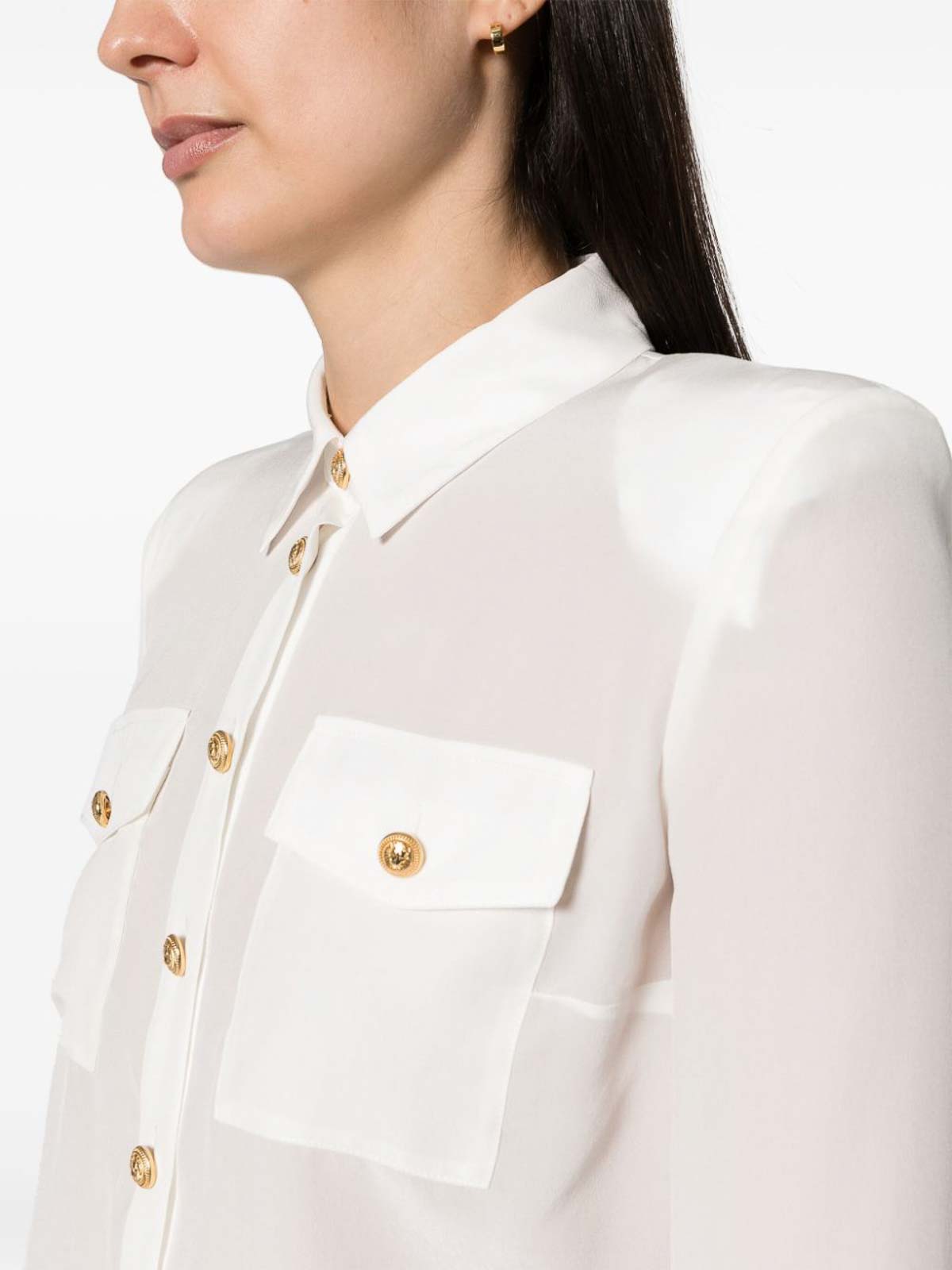 Shop Balmain Semi-transparent Shirt In Blanco