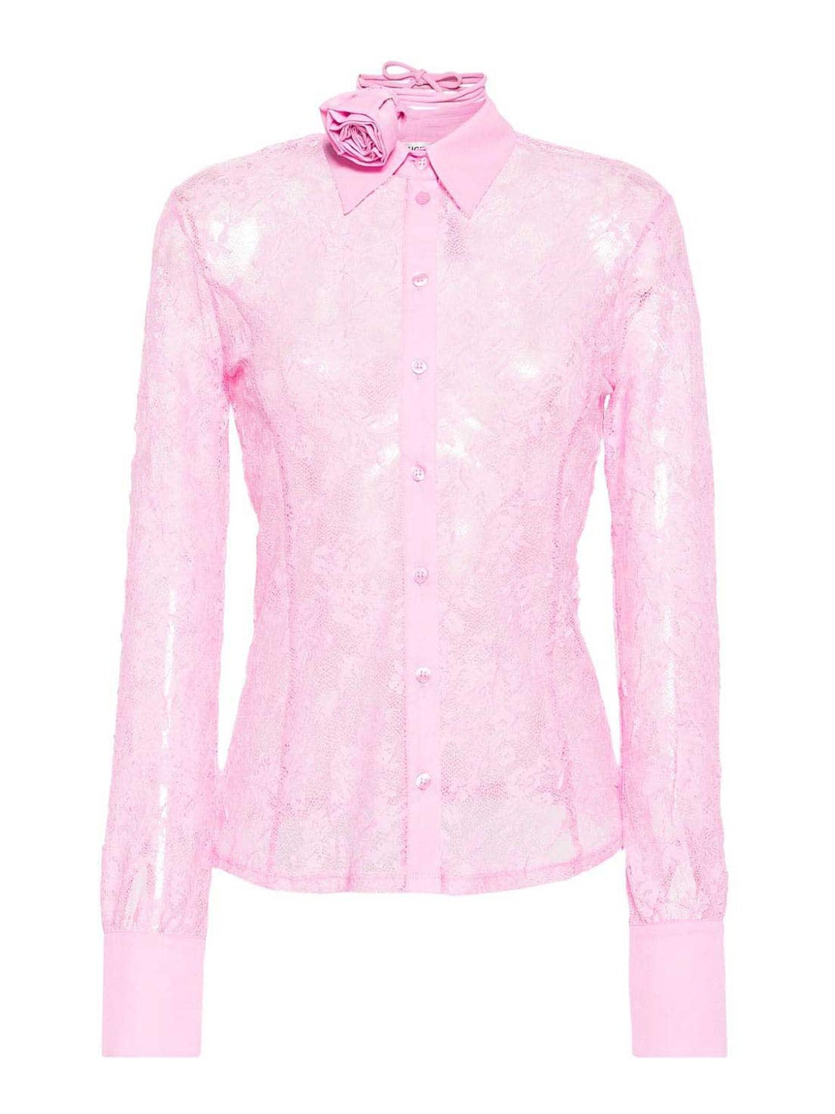 Shop Blugirl Floral Lace Shirt In Nude & Neutrals