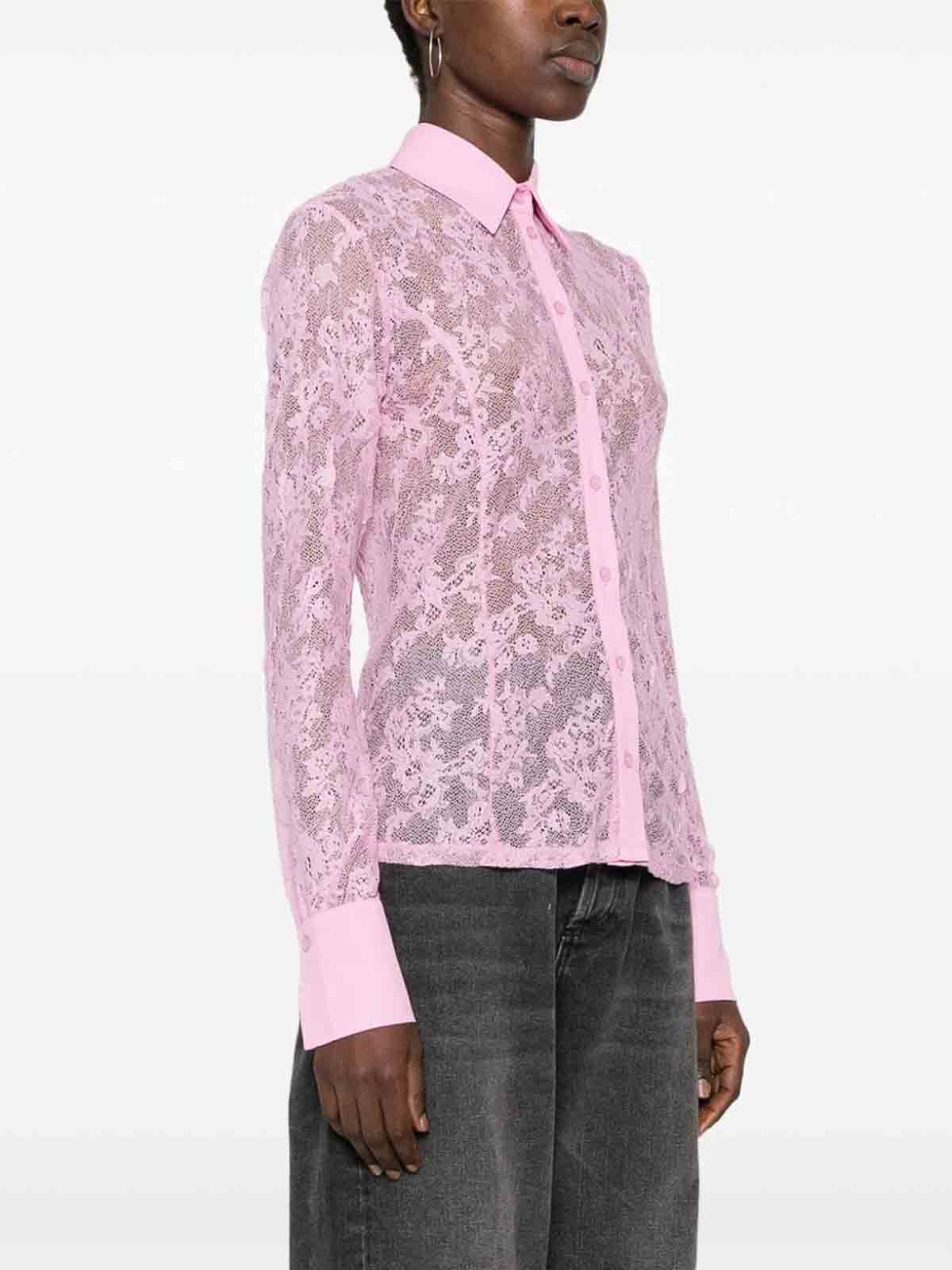 Shop Blugirl Floral Lace Shirt In Nude & Neutrals