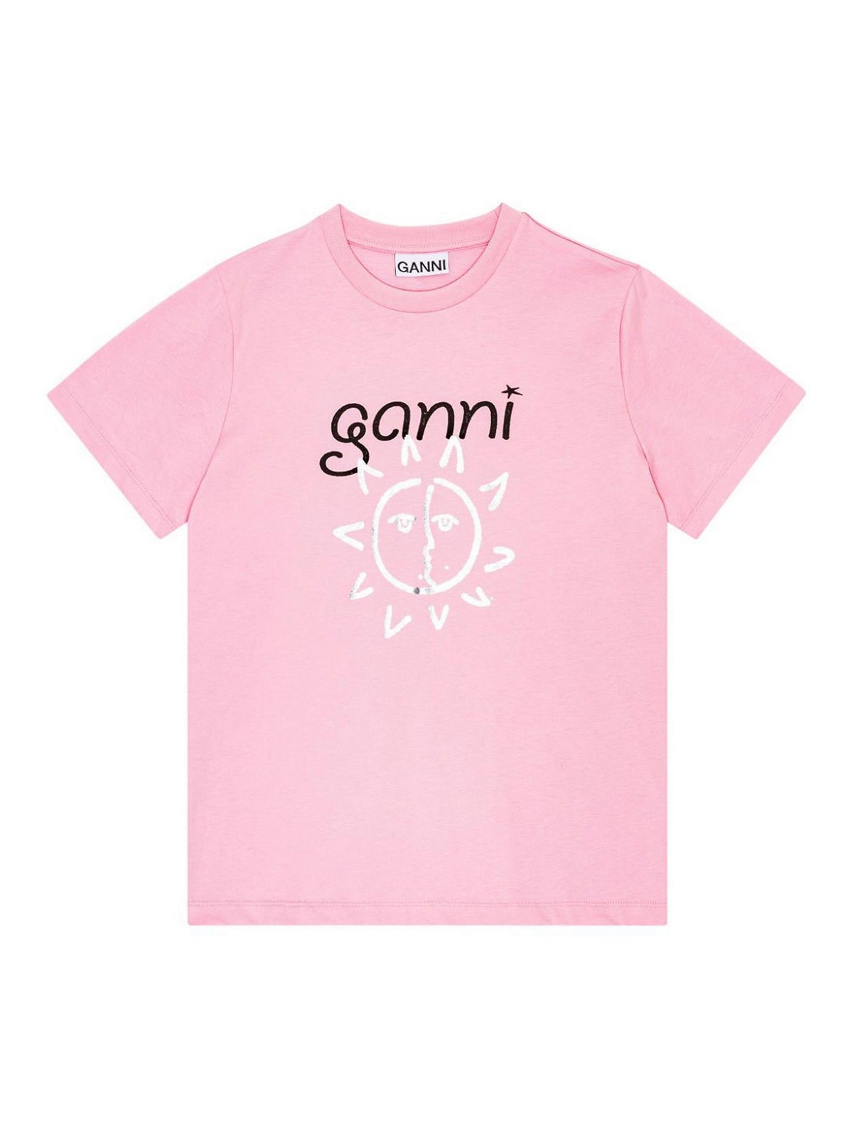 Ganni Logo-print Organic Cotton T-shirt In Metallic