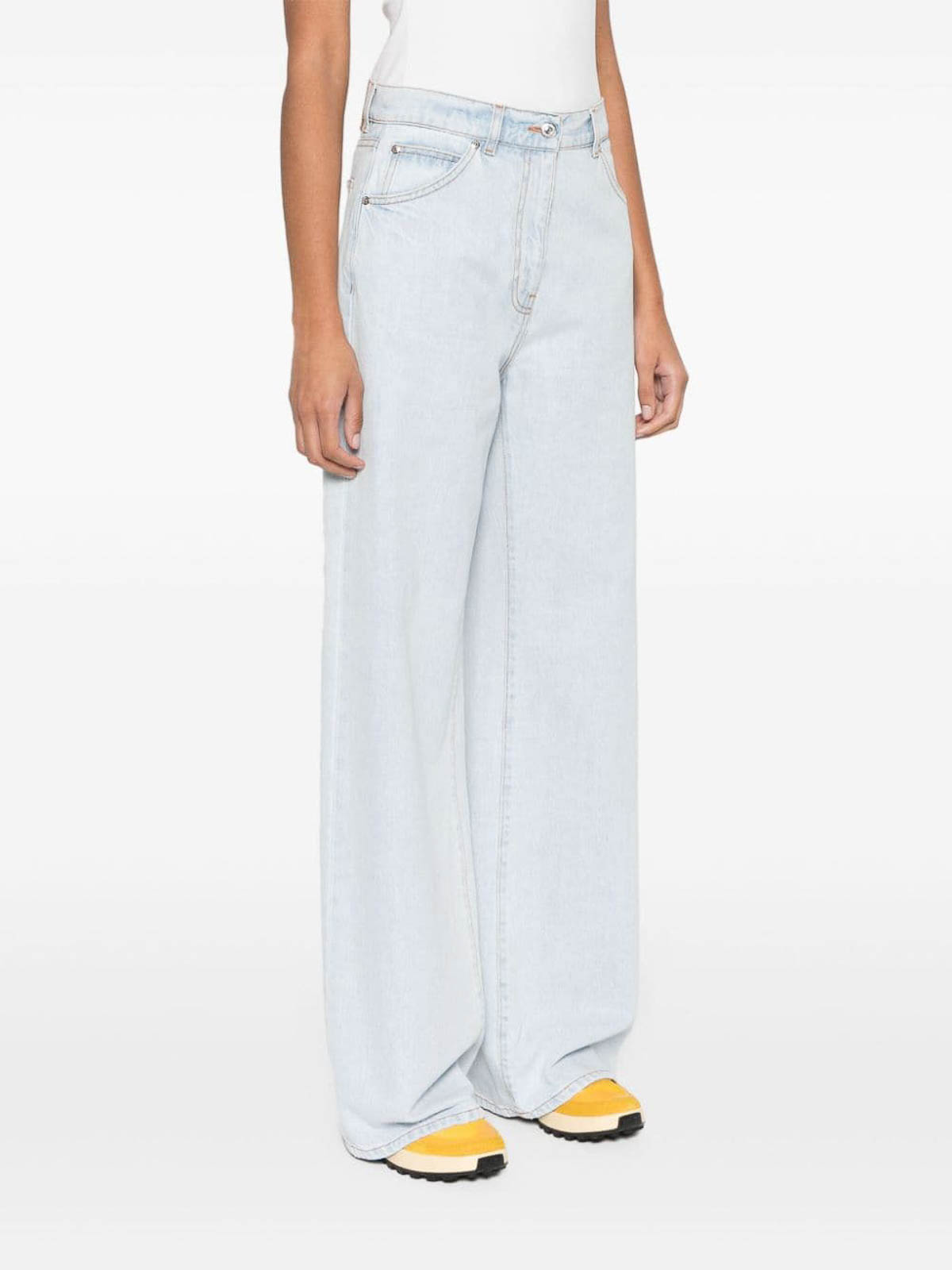 Shop Msgm High Waisted Jeans In Blue